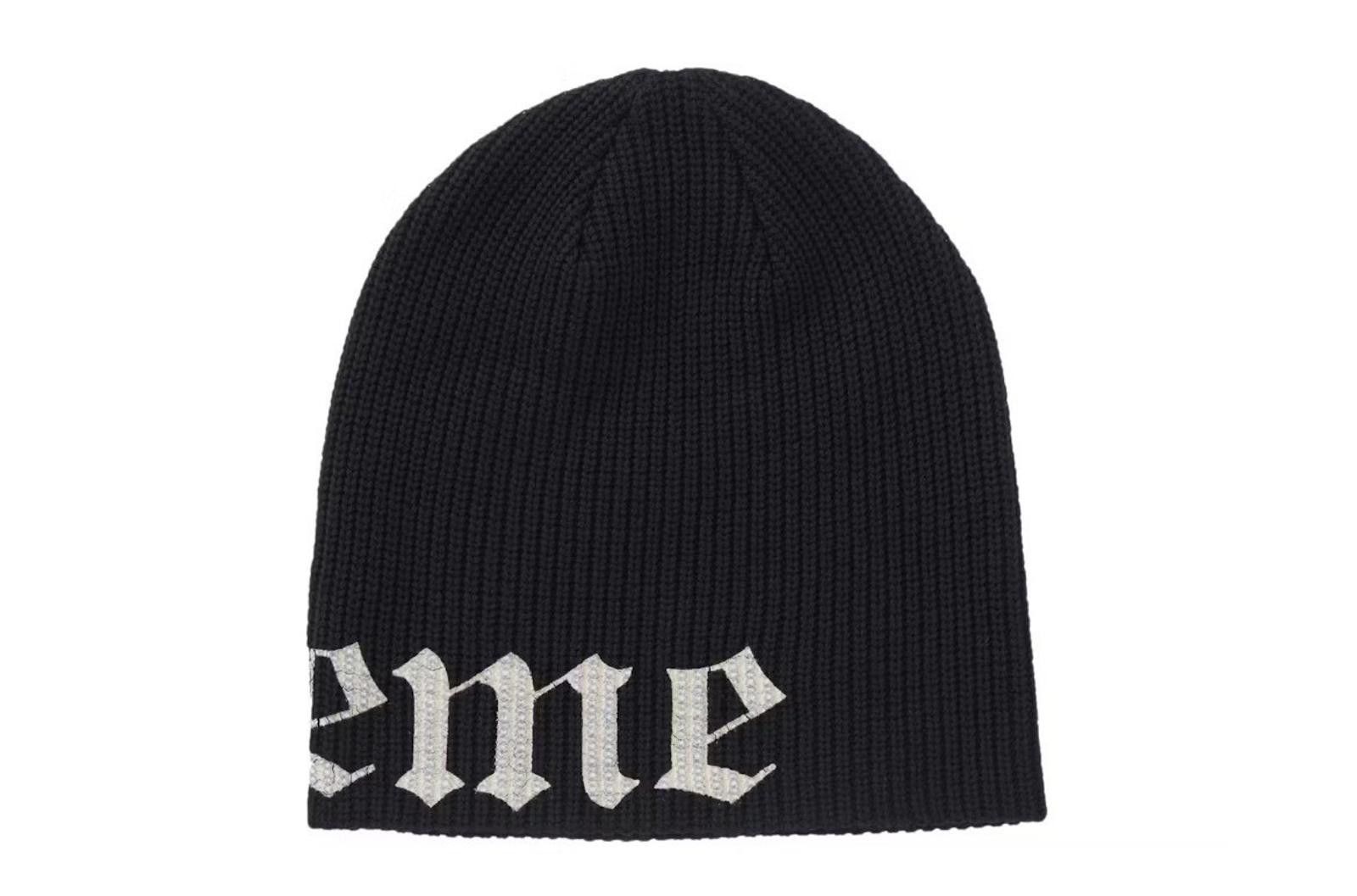 Supreme SS26 Old English Printed Beanie Black 1 Sz Fits All