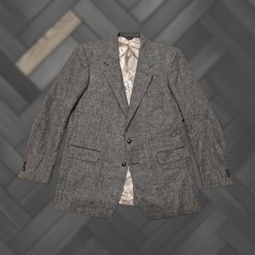 Vintage VINTAGE Tweed blazer Mens 46XL Donegal brown wool two-button notched lapel single-breasted wool blazer Size 48R - 1 Thumbnail