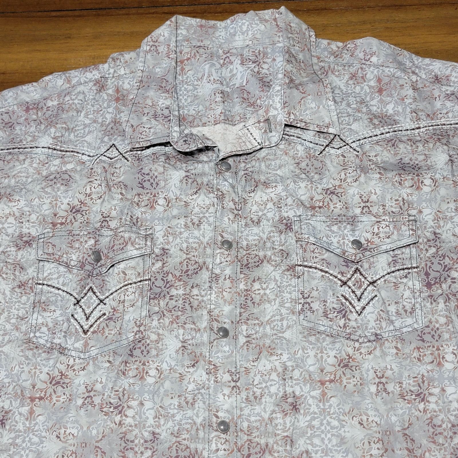 Wrangler Rock 47 LS Pearl Snap Grey Western Shirt - Size 3XT Size US XXL / EU 58 / 5 - 2 Thumbnail