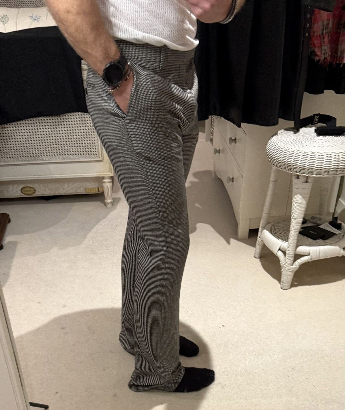 Celine SS23 Celine Houndstooth cashmere Flared Pants Hedi Slimane Size 40L - 3 Thumbnail