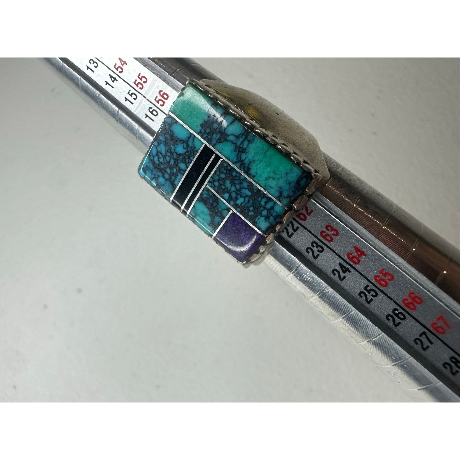 & Other Stories Navajo Sterling Silver Turquoise Inlay Mens Ring Onyx Size 9 Size ONE SIZE - 5 Thumbnail