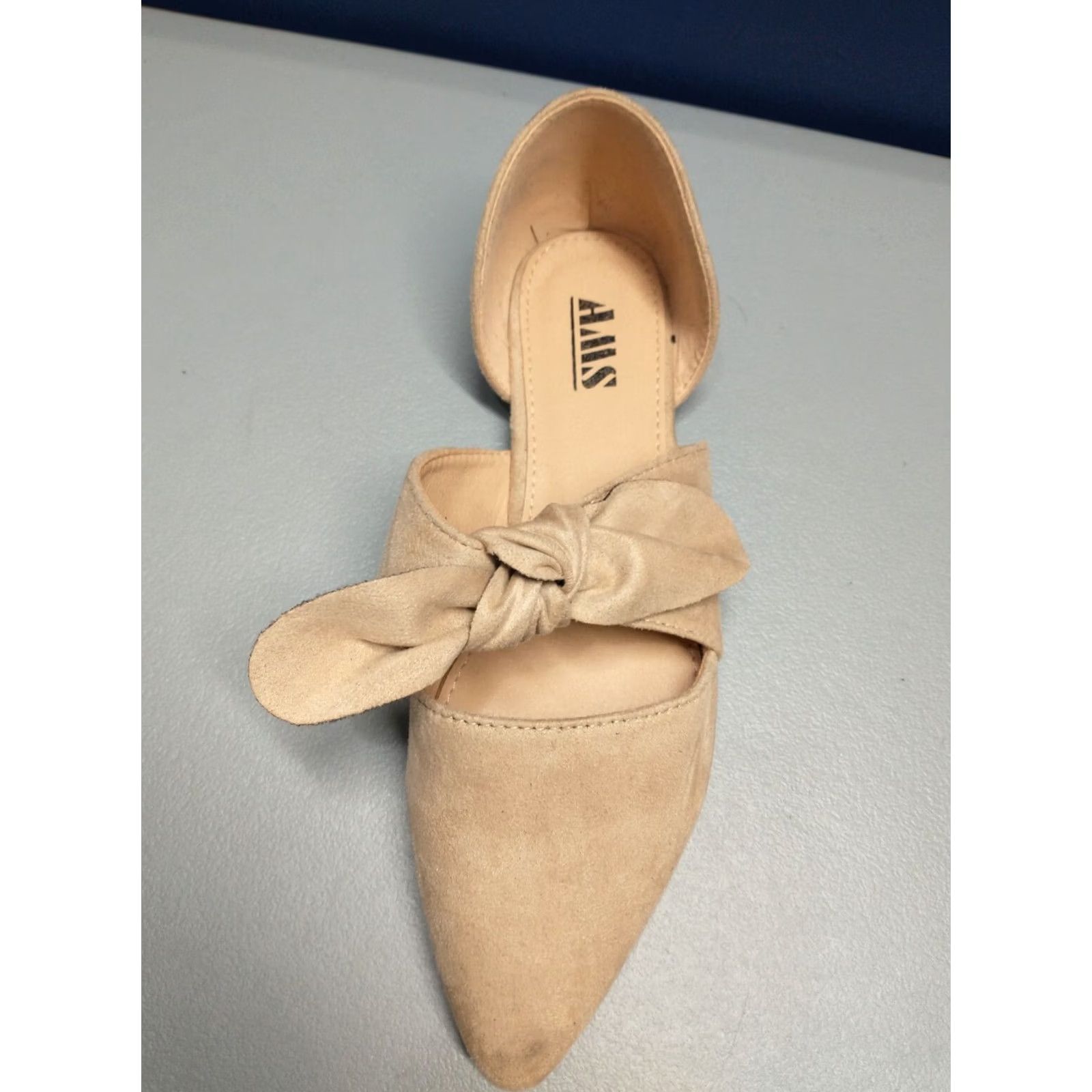 Vintage AMS Isabella 28 Bowknot Flats Womens Size 7.5 Tan Faux Suede Pointed Toe Slip On Women’s Flat Size US 8 / IT 38 - 7 Thumbnail