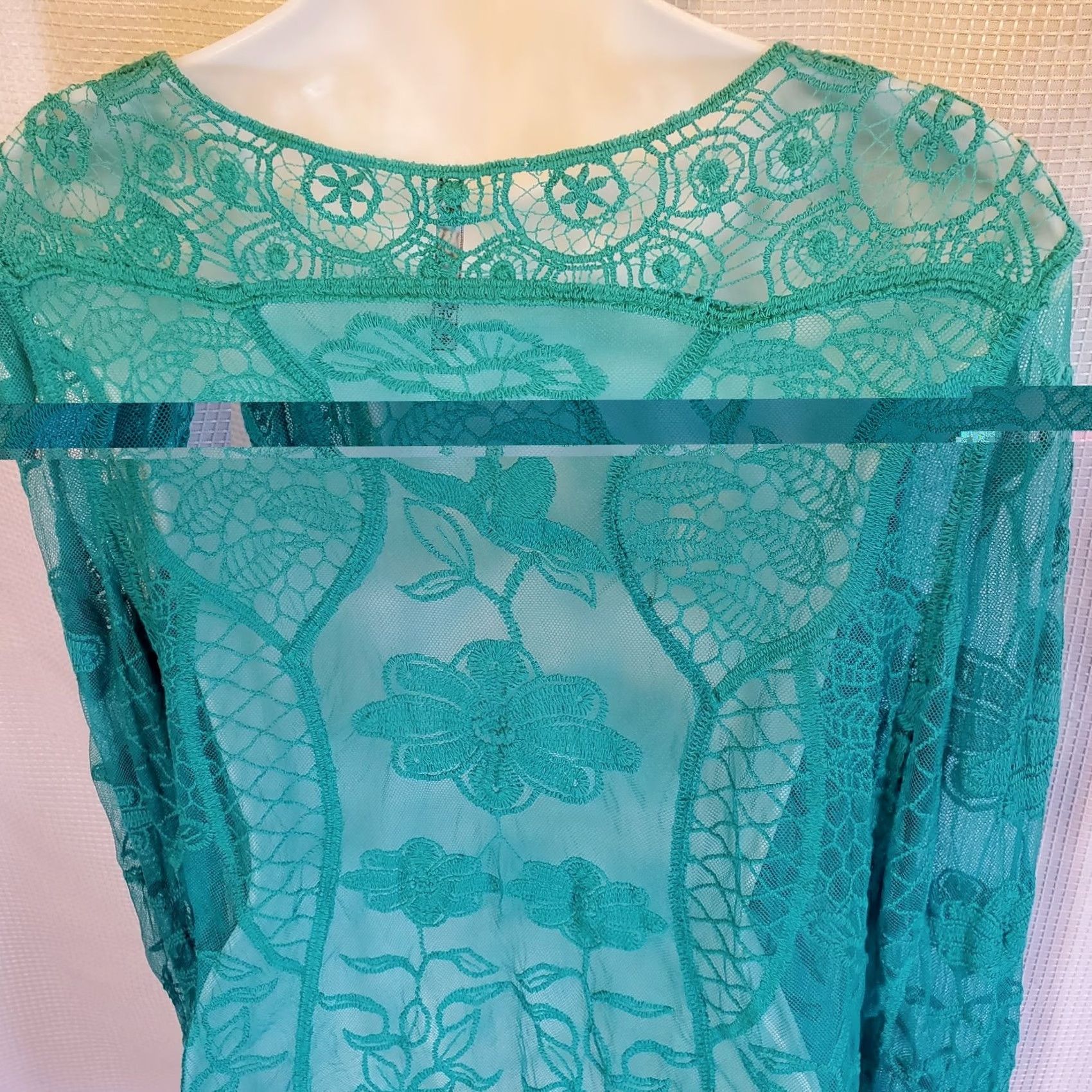 Vintage Love Couture Blouse Tunic Sz M Boho Y2K Sheer Lace Floral Embroidered Cover Up Size M / US 6-8 / IT 42-44 - 7 Thumbnail