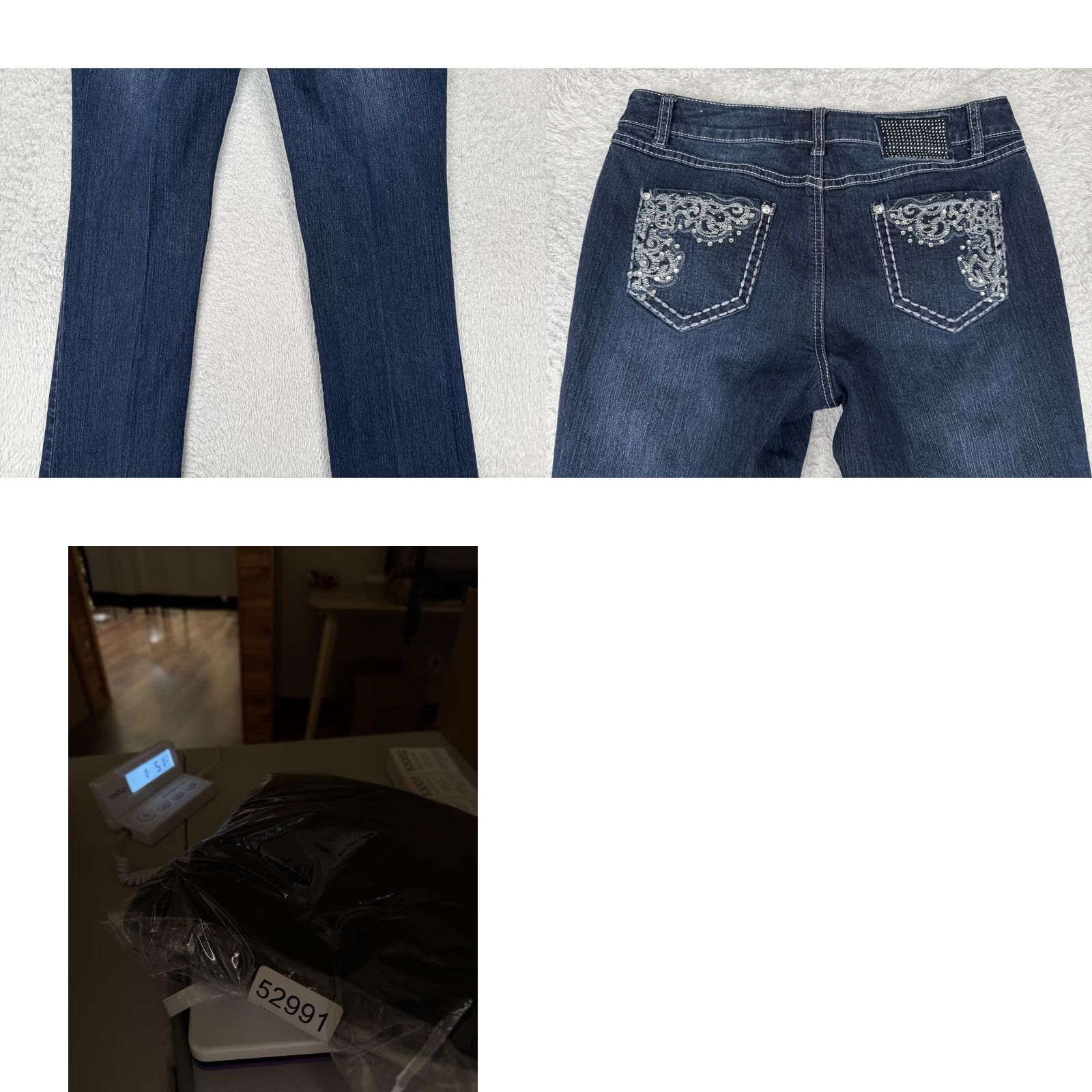 Vintage Passports Jeans Womens 8 Blue Straight Leg Mid Rise Embroidered Rhinestone Denim Size 30" / US 8 / IT 44 - 10 Thumbnail