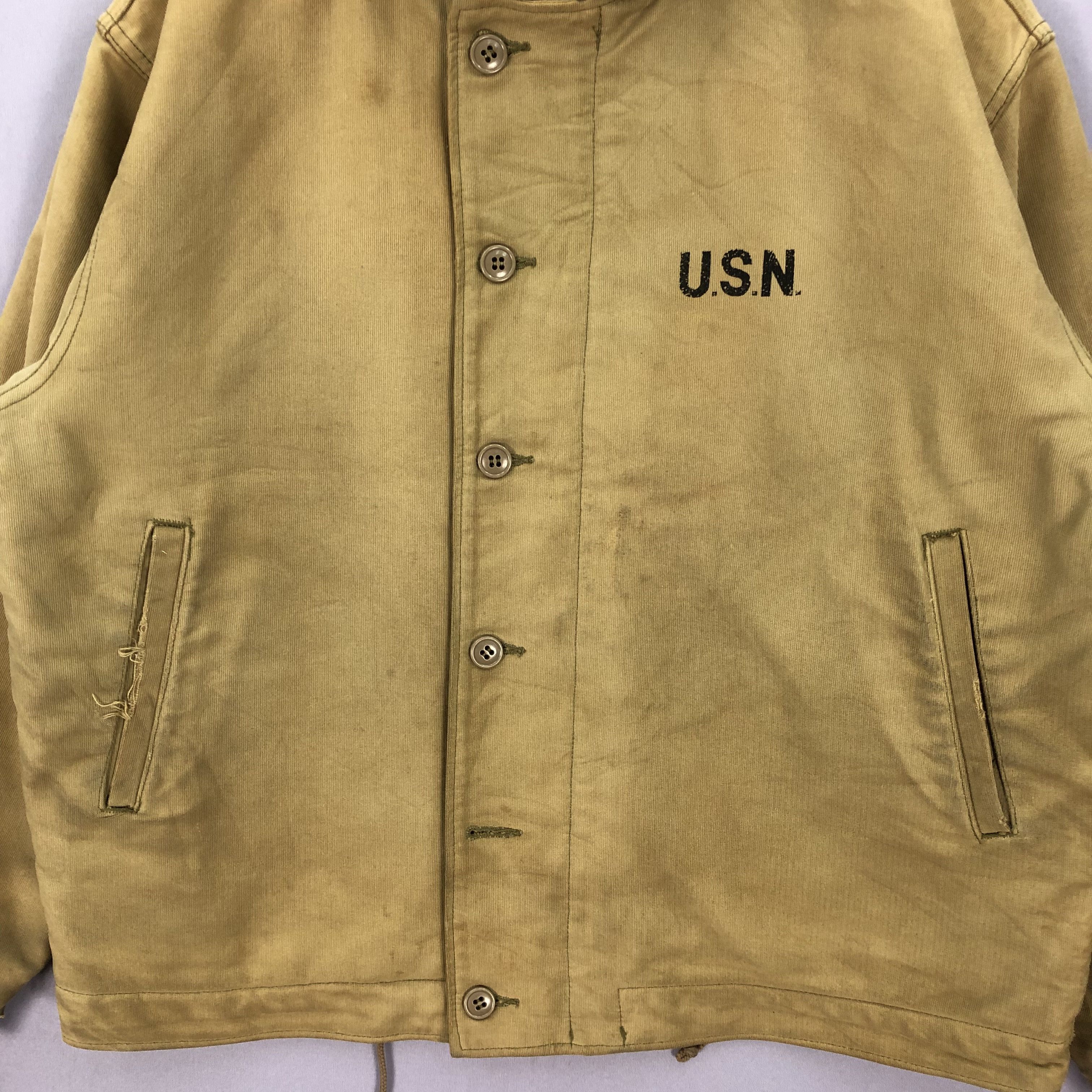 Vintage Vintage 50s US NAVY WW2 Issue N1 Deck Jacket Alpaca Fur Size US L / EU 52-54 / 3 - 5 Thumbnail