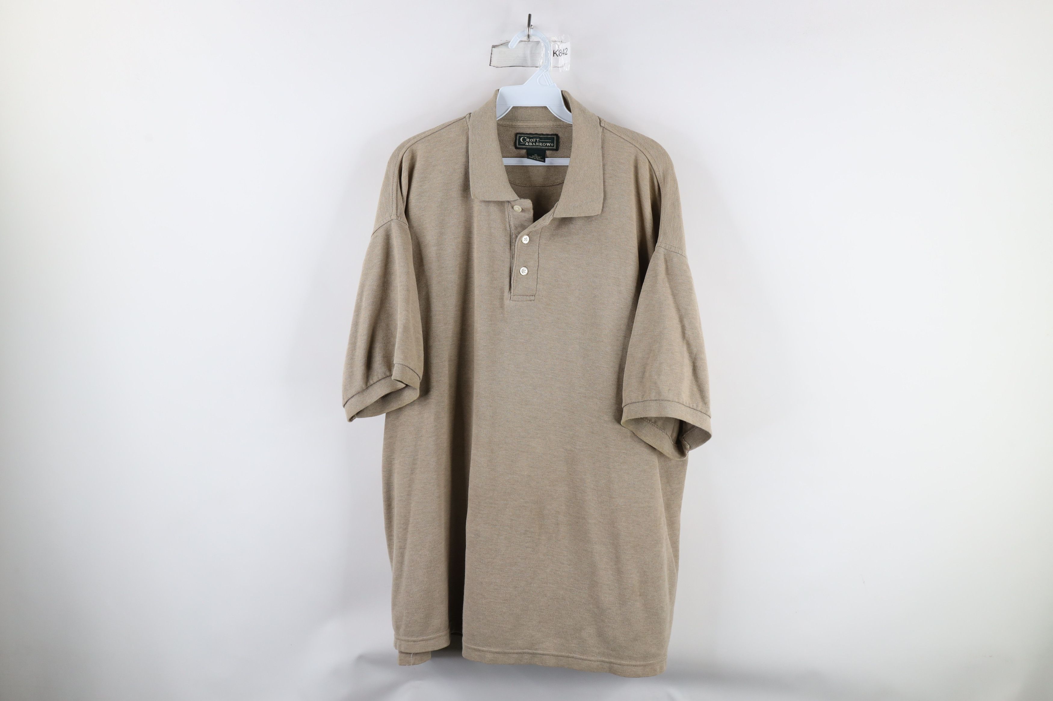 Vintage Vintage 90s Streetwear Blank Pique Cotton Polo Shirt Beige Size US XL / EU 56 / 4 - 1 Thumbnail