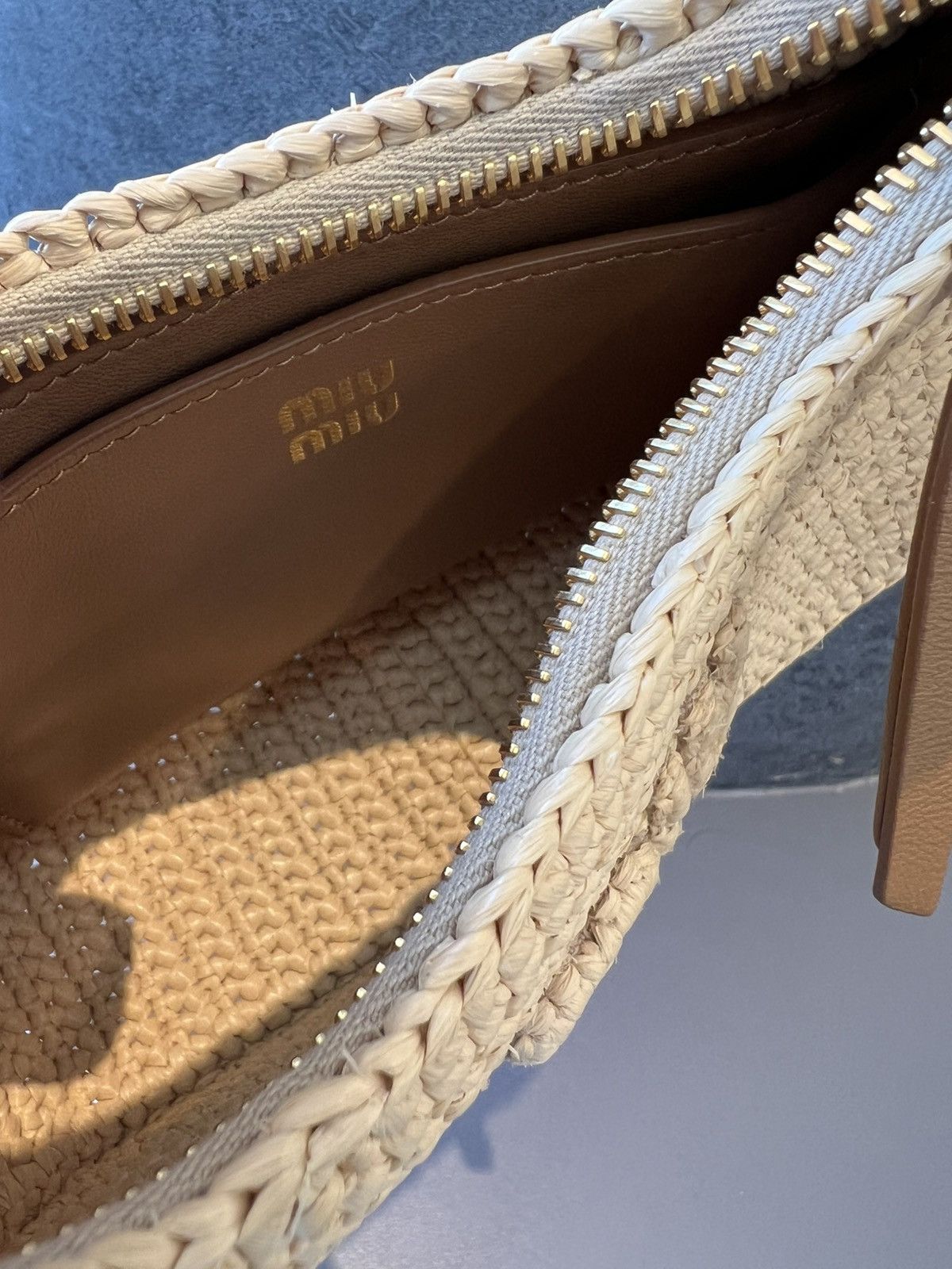 Miu Miu Miu Miu Wander Natural Raffia Crochet Crossbody Bag Size ONE SIZE - 4 Thumbnail