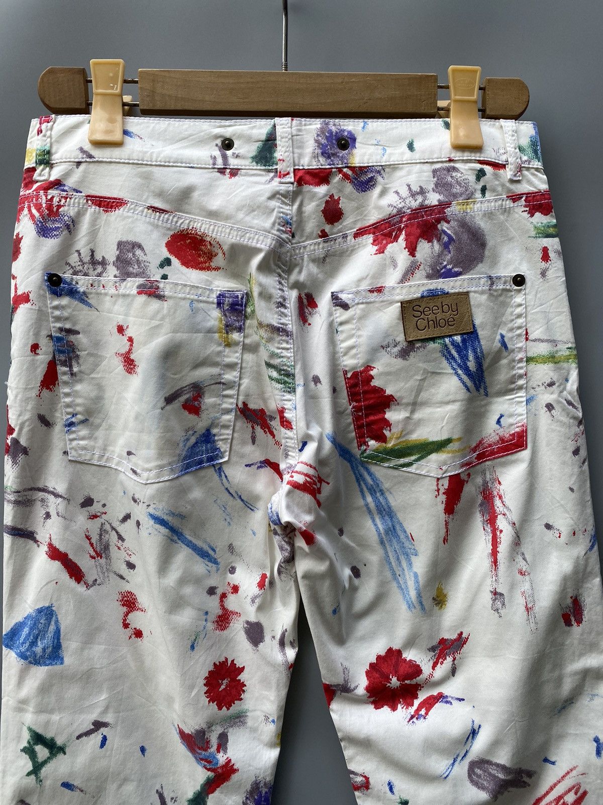 Chloe × Phoebe Philo × See by Chloe AW 2005- See by Chloe - Phoebe Philo Era- Floral Paint Pants Size 28" / US 6 / IT 42 - 9 Thumbnail