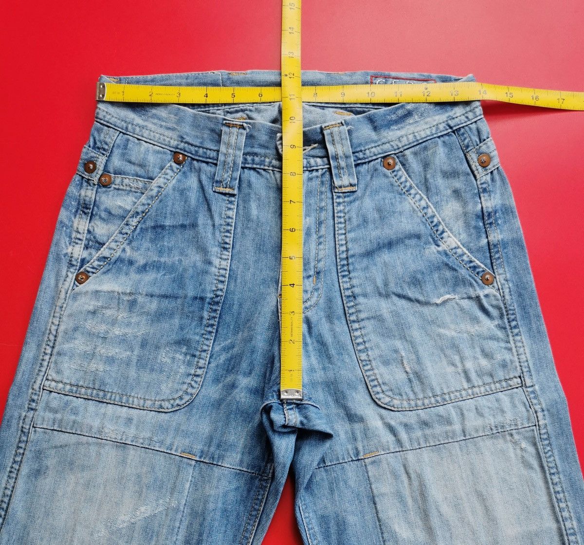 Japanese Brand Cepo Wide Flared Double Knee Distressed Jeans Size US 28 / EU 44 - 12 Thumbnail