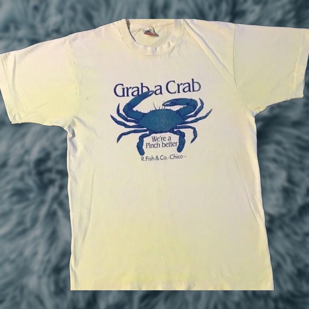 CO Vtg 90s Grab A Crab R. Fish & Co Faded Shirt M Funny Chico Beach Surf Grunge 80s Size US M / EU 48-50 / 2 - 1 Thumbnail