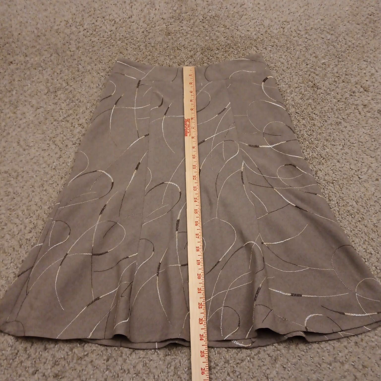 Vintage B.Moss Skirt Midi A-Line Geometric Embroidered Lined Gray Size 2 Zip Women Size 26" / US 2 / IT 38 - 4 Thumbnail