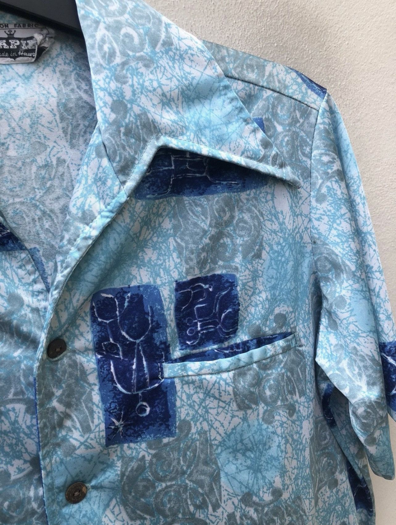 Vintage Vintage 70s NAPILI Abstract Cave Art Collar Sharp Hawaiian Size US M / EU 48-50 / 2 - 9 Thumbnail