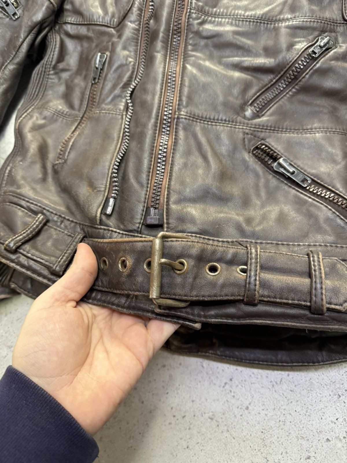 Japanese Brand Vintage 90s Stone Leather Multi-Zip Racing Jacket Size US M / EU 48-50 / 2 - 14 Thumbnail