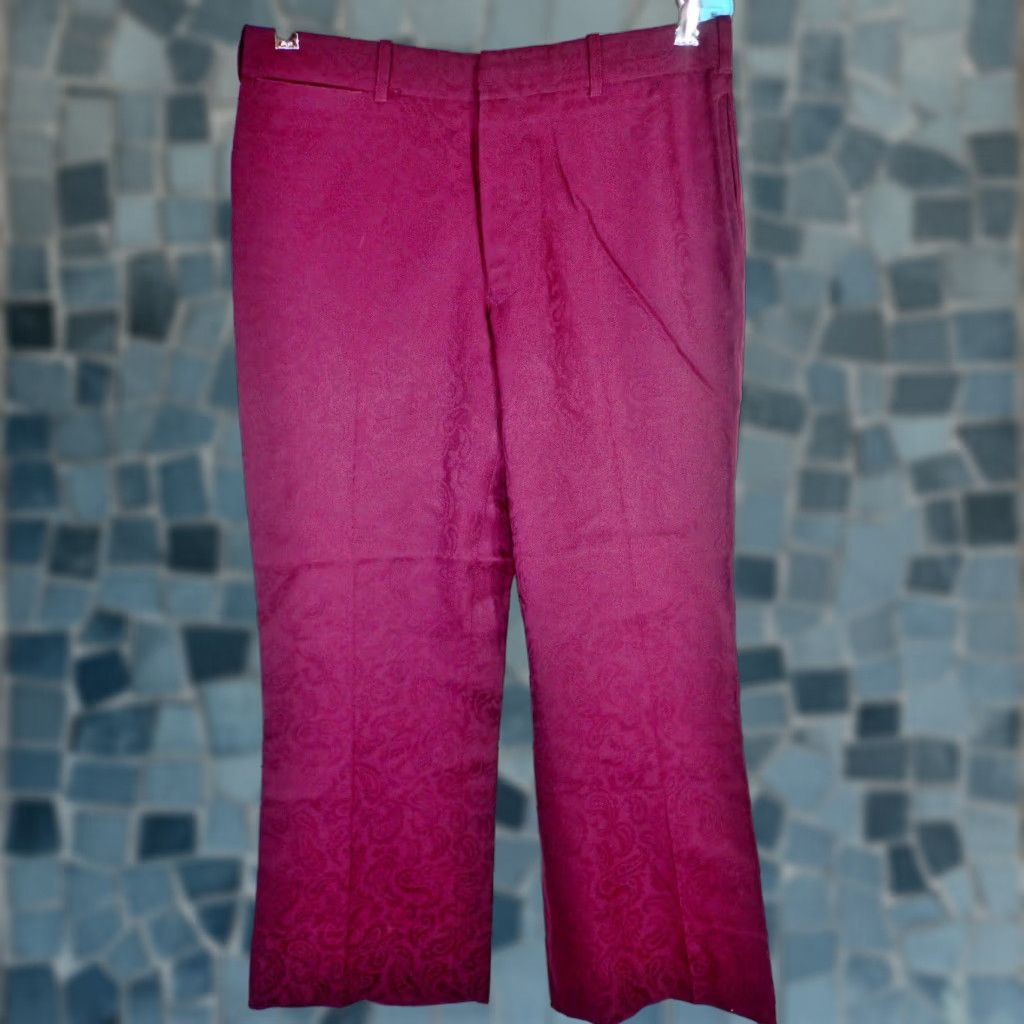 Custom Tailored Vintage 70s Paisley Bell Bottom Flared Pants 32x31 Talon zip