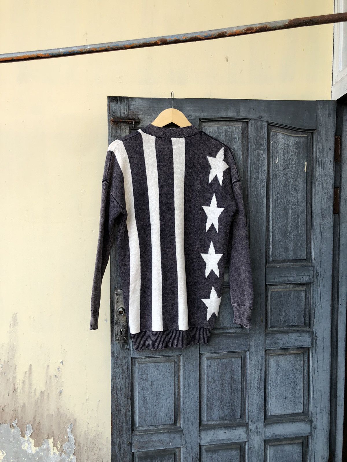 Japanese Brand Rodeo Crowns Japanese Free Size Knit Cardigan Stars Stripes Size US M / EU 48-50 / 2 - 12 Thumbnail