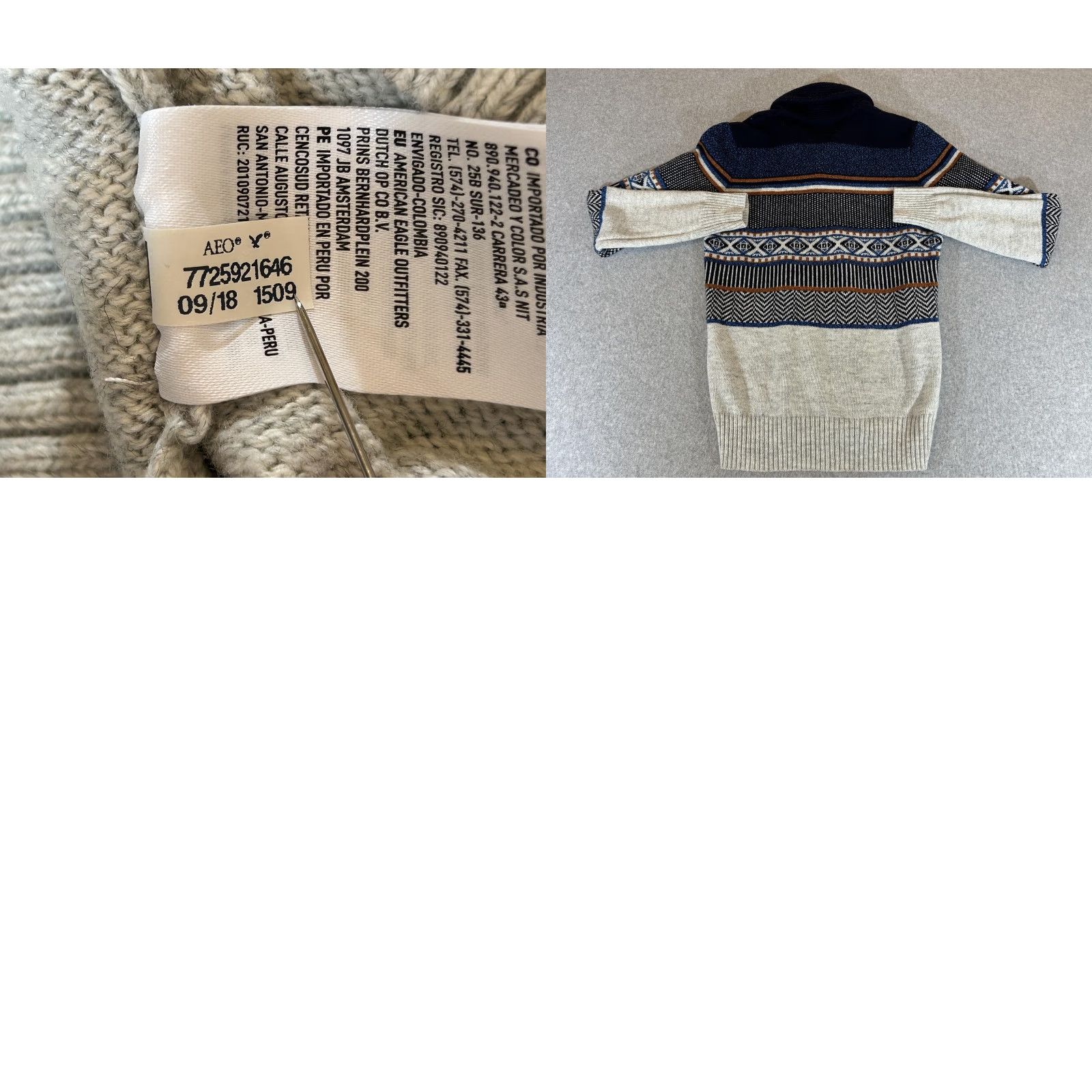 American Eagle Outfitters American Eagle Sweater Mens Medium Fair Isle Shawl Collar Pullover Wool Blend AE Size US M / EU 48-50 / 2 - 8 Thumbnail