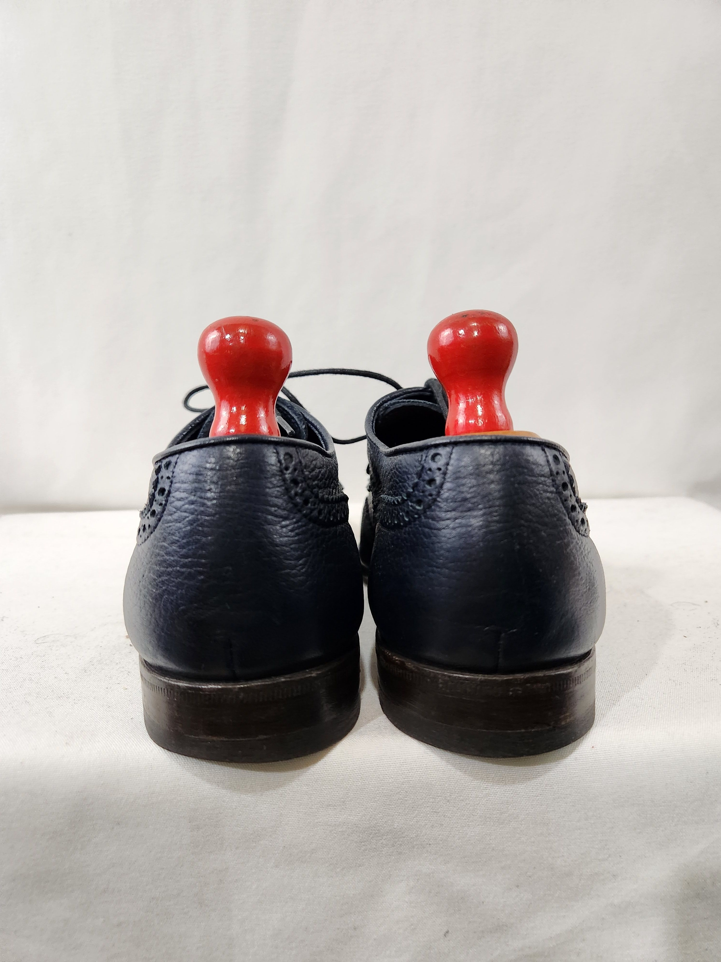 Henderson Deer Leather Navy Blue Wingtip Derby Made Italy 43.5 IT Size US 10.5 / EU 43-44 - 6 Thumbnail