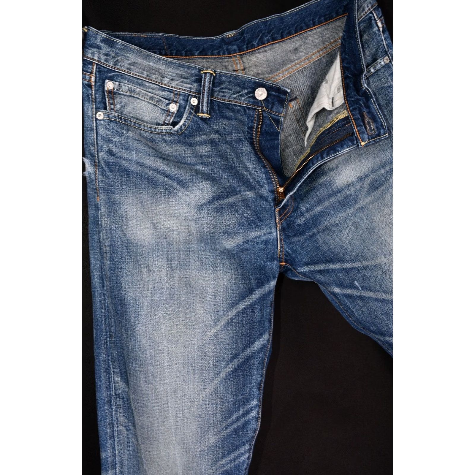 Levi's Levi’s 504 Jeans Regular Straight Men Blue Distressed W34 L32 Size US 34 / EU 50 - 3 Thumbnail