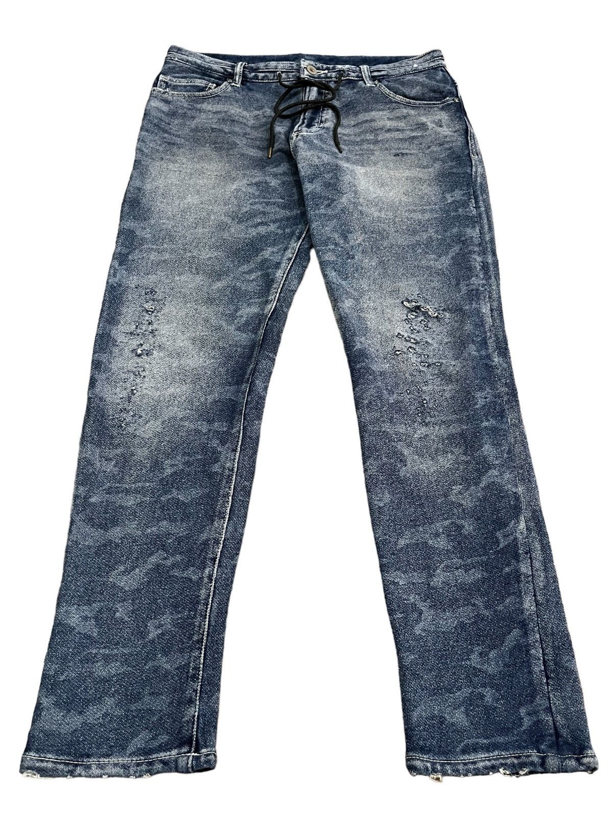 5351 POUR LES HOMMES 5351 Pour Les Homme Acid Wash Embosed Printed Distress Pants Size US 32 / EU 48 - 2 Thumbnail