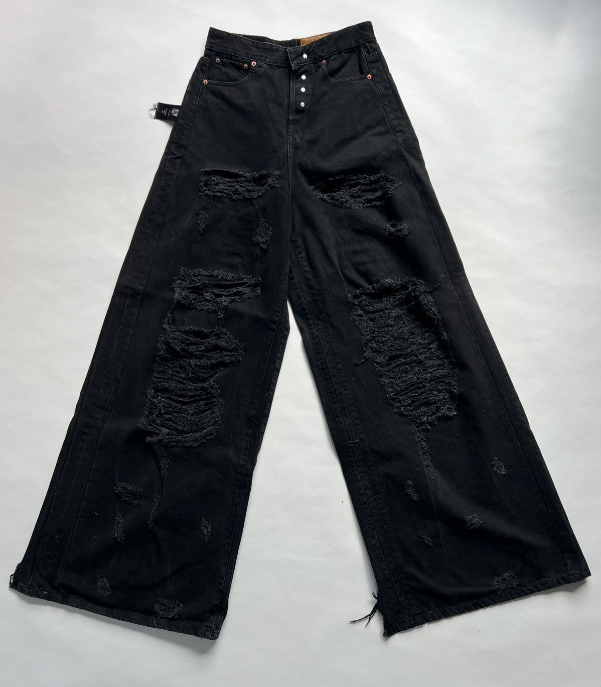 Vetements Vetements AW22 Big Shape Destroyed Jeans Black | Grailed