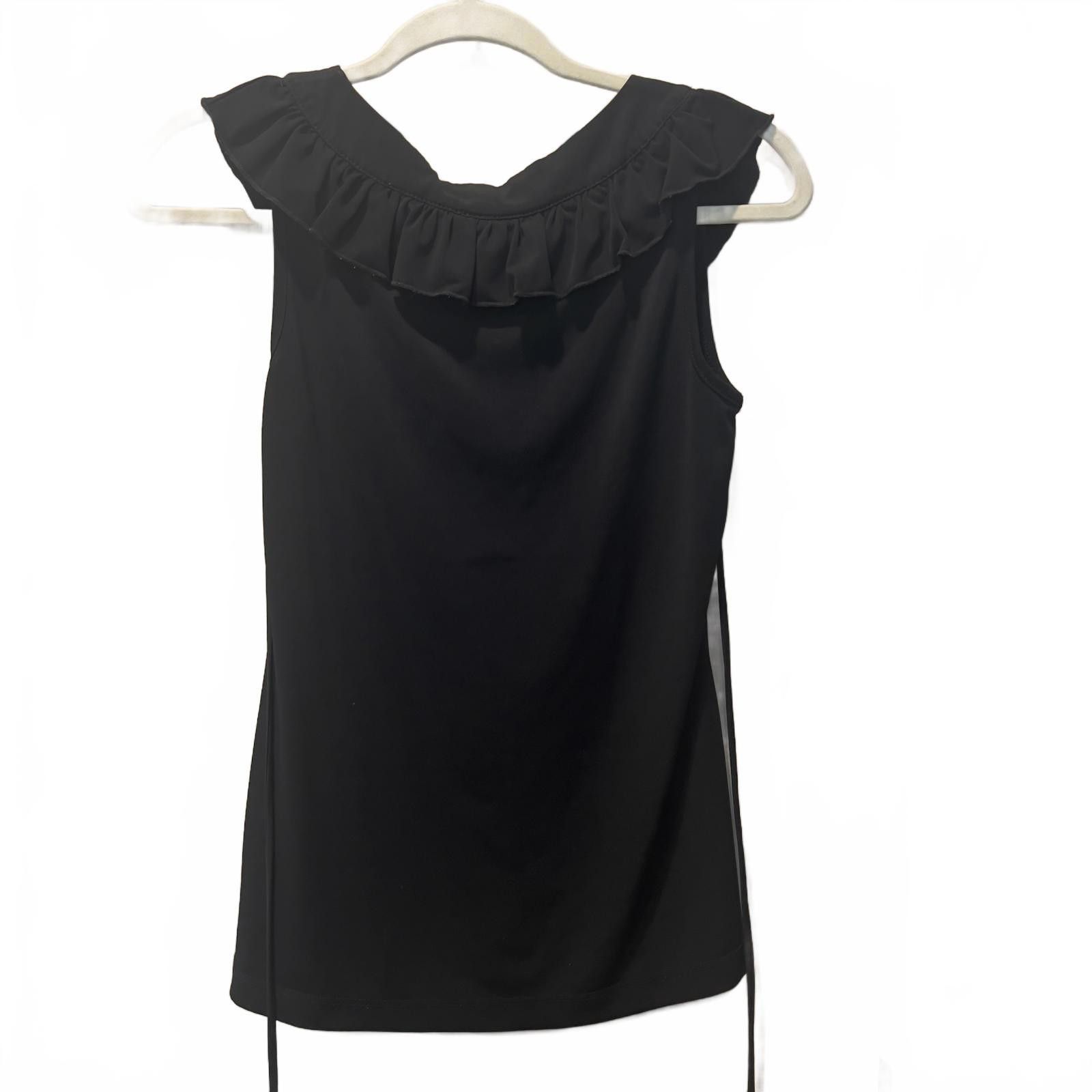 Unknown London Elegant Black Sleeveless Ruffle Detail Blouse Size M / US 6-8 / IT 42-44 - 2 Thumbnail