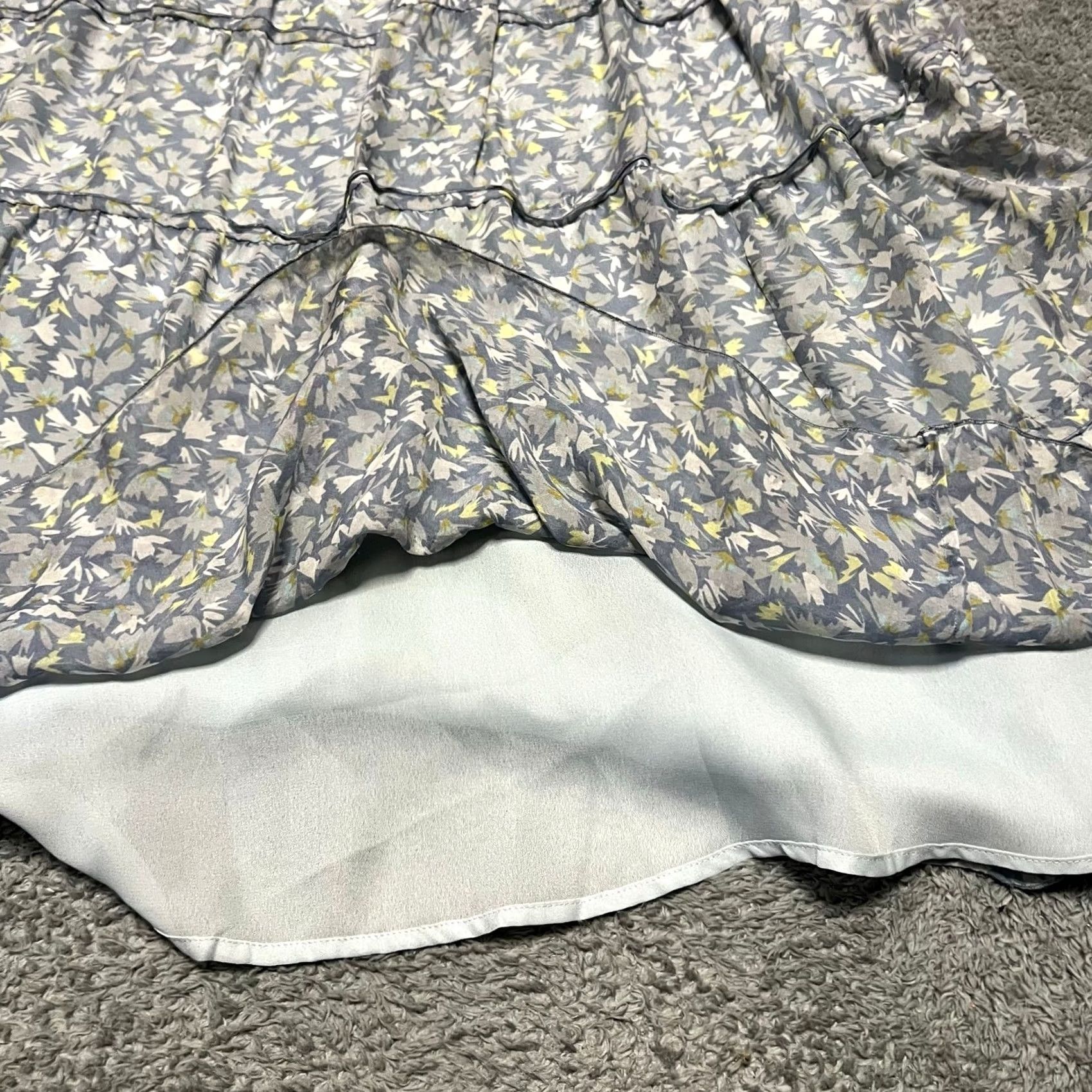 Vintage Sundance Maxi Skirt Women 12 Tiered Floral Silk Long Blue Lined Size 34" / US 12 / IT 48 - 3 Thumbnail