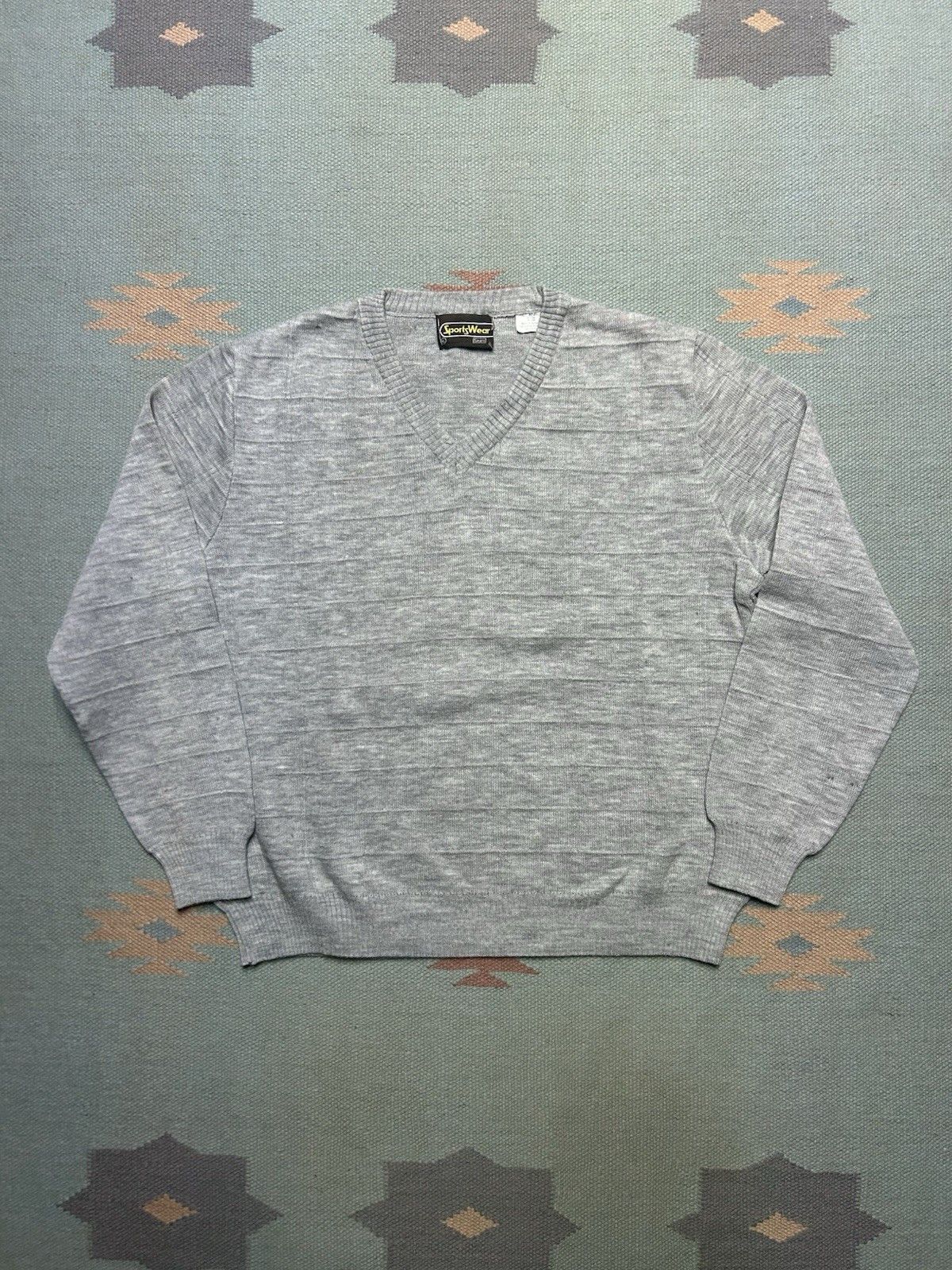 Vintage Vtg 70s acrylic knit sweater Sears sportswear v neck boxy XL Size US XL / EU 56 / 4 - 1 Thumbnail