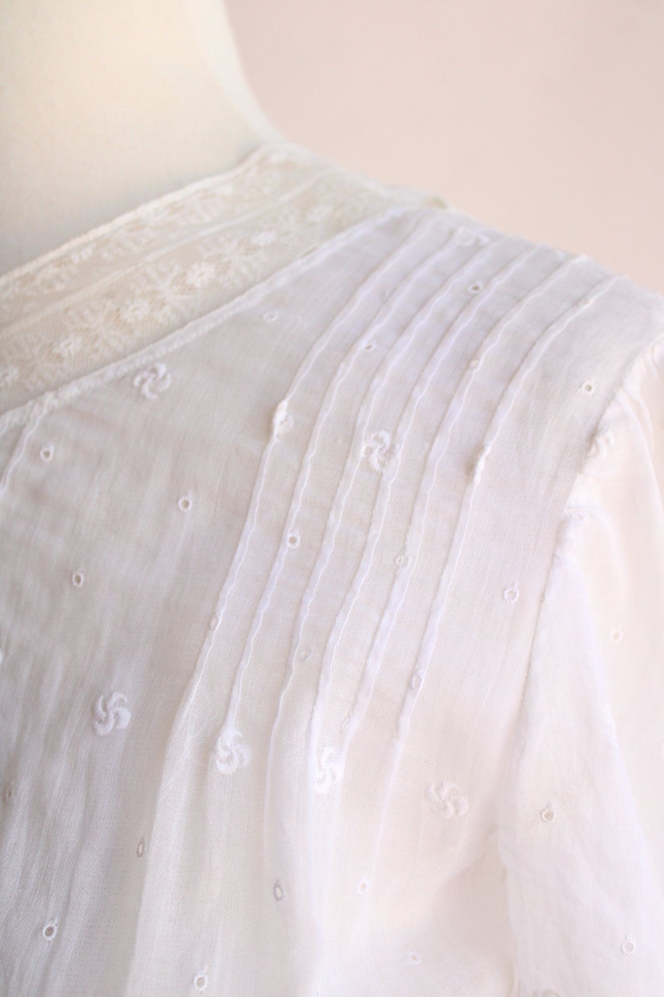 Vintage Vintage Antique 1900s 1910s Dress, Edwardian White Cotton An Size XS / US 0-2 / IT 36-38 - 7 Thumbnail