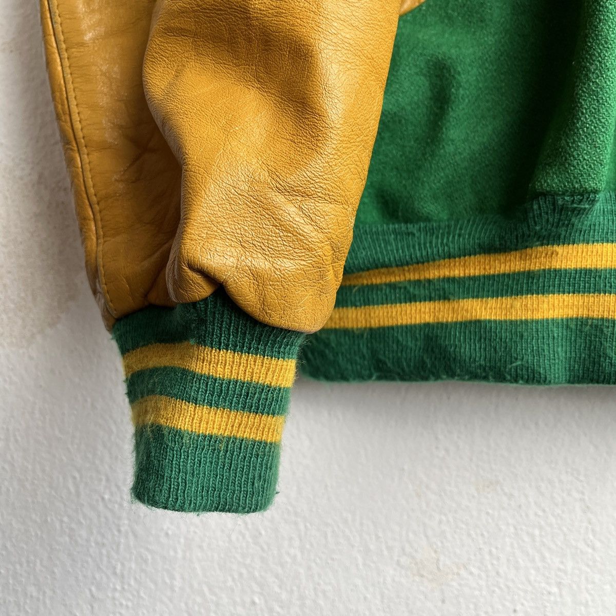 Delong VINTAGE DELONG DISTRESSED VARSITY LEATHER JACKET VAN FLEEREN Size US XXL / EU 58 / 5 - 8 Thumbnail