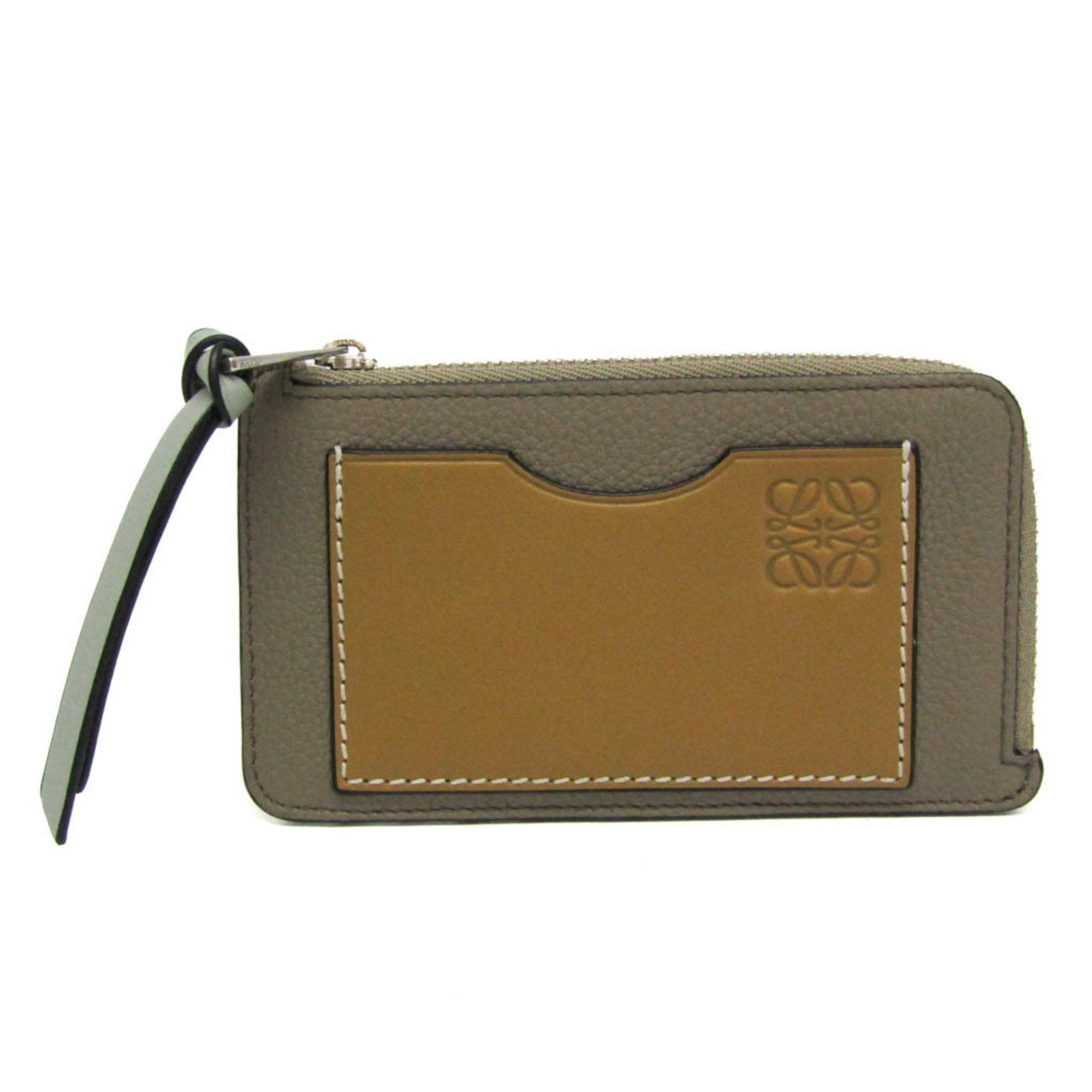 image of Loewe Coin Card Holder C660Z40X04 Leather Card Case Grayish,light Brown, Women's