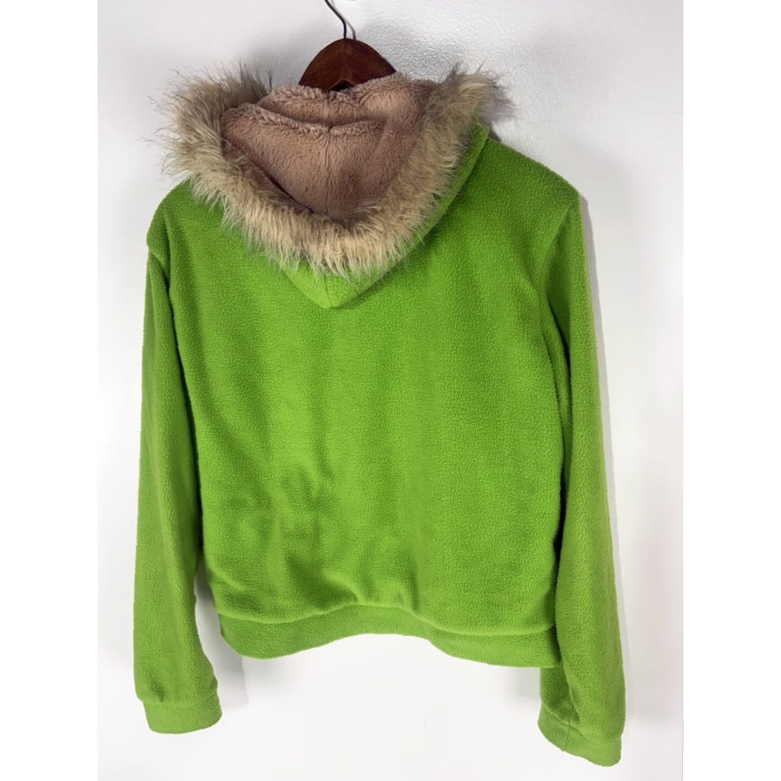 Vintage Unbranded Lime Green Fleece Faux Fur Full Zip Hoodie Womens Size L Size L / US 10 / IT 46 - 4 Thumbnail
