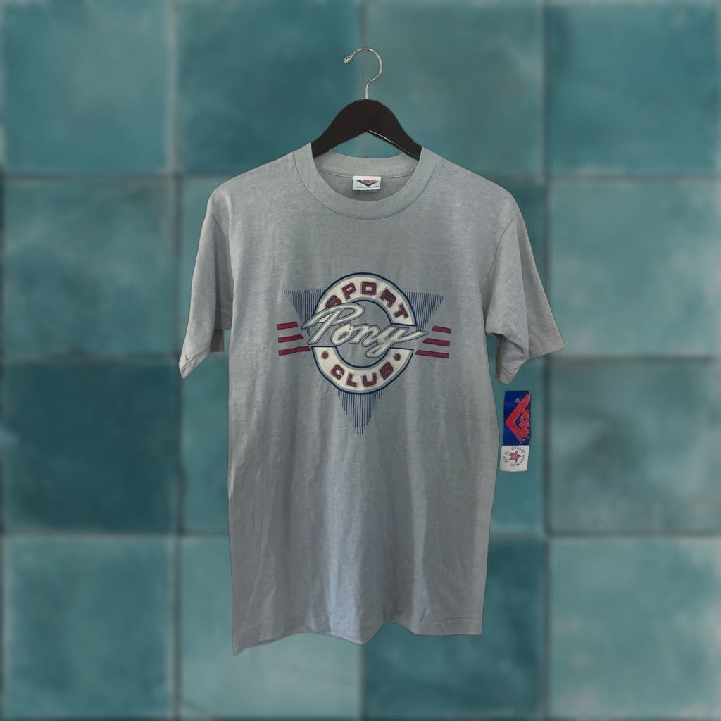 PONY VINTAGE PONY T-Shirt Mens M Gray 90s Deadstock NWT USA Made Crew Neck Cotton Blend 29" Long 18" Across 8.5" Sleeves Size US M / EU 48-50 / 2 - 1 Thumbnail