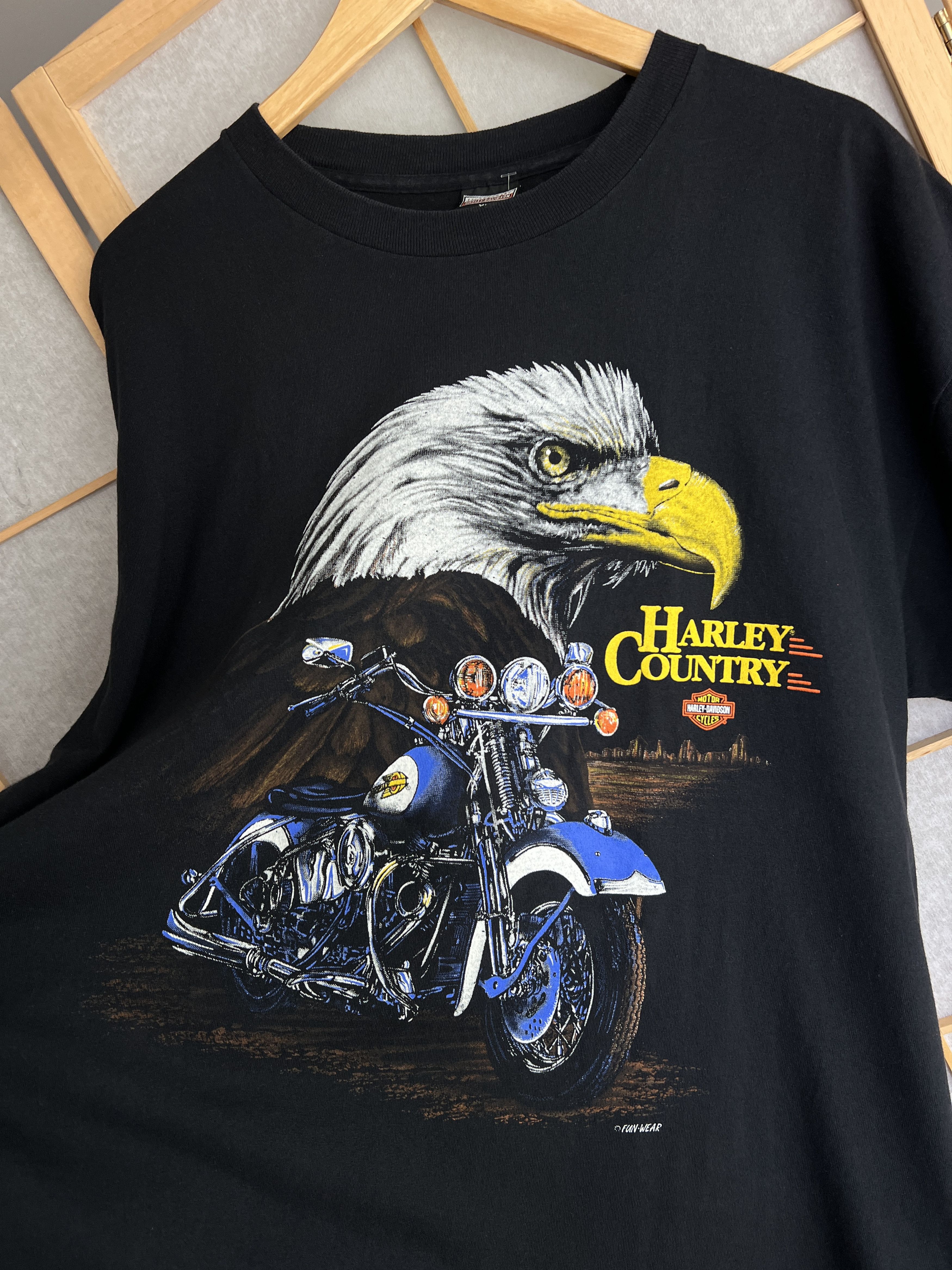 Harley Davidson Rare! HD 1990s USA Fun wear eagle t shirt single stitch tee Size US XL / EU 56 / 4 - 10 Thumbnail