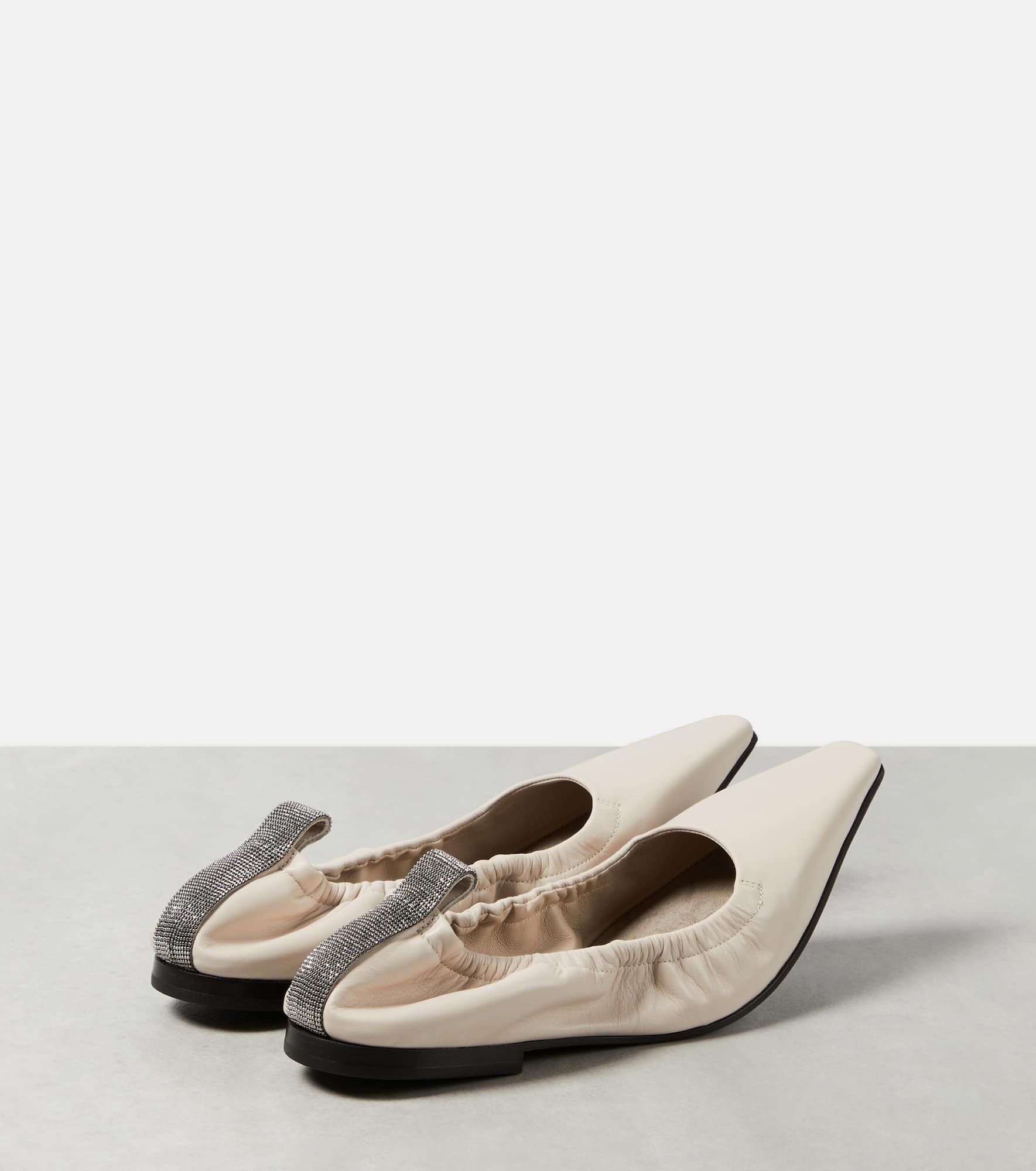 Brunello Cucinelli o1w1db10825 Pair Of Ballet Flats in Open White Size US 6 / IT 36 - 3 Thumbnail
