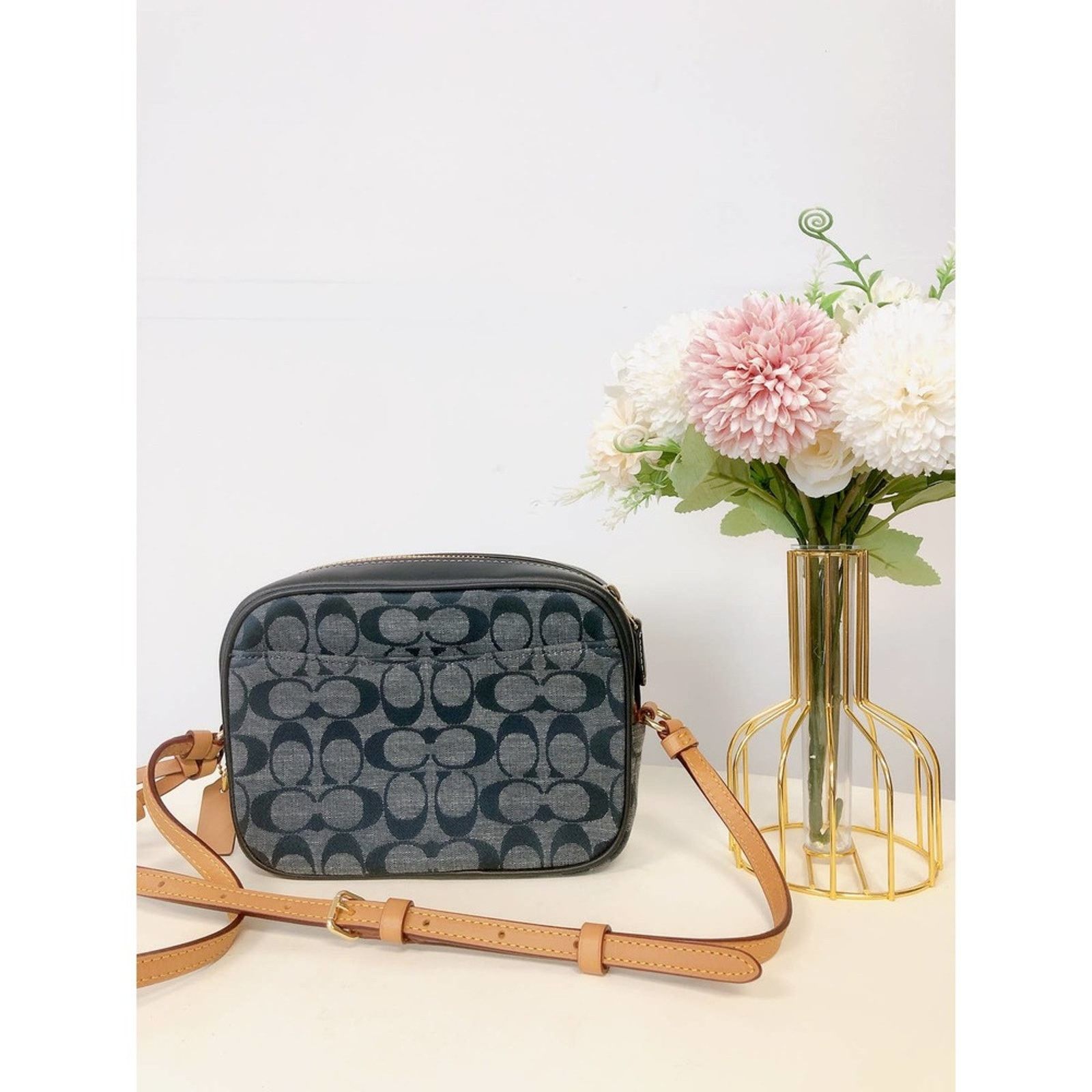 Coach Coach C8666 Mini Camera Bag SigChambray In Gold/DENIM MULTI Size ONE SIZE - 4 Thumbnail