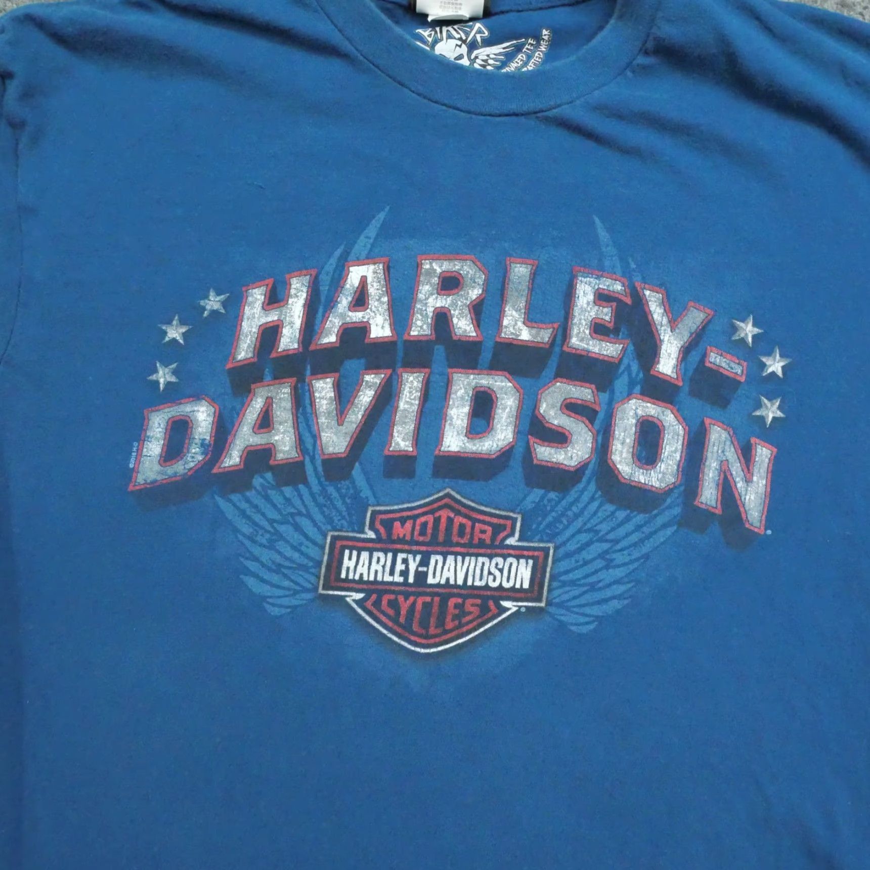 Harley Davidson Harley-Davidson T Shirt Adult Large Blue Burlington NC Motorcycle Eagle Logo Shirt Mens Short Sleeve Crew Neck Cotton Logo Size US L / EU 52-54 / 3 - 3 Thumbnail