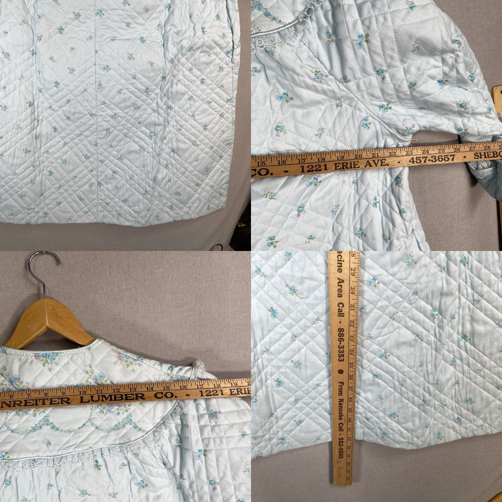 Vintage VINTAGE Adonna Coat Robe Cottage Granny NWT Quilted 70s Small Blue Size ONE SIZE - 9 Thumbnail