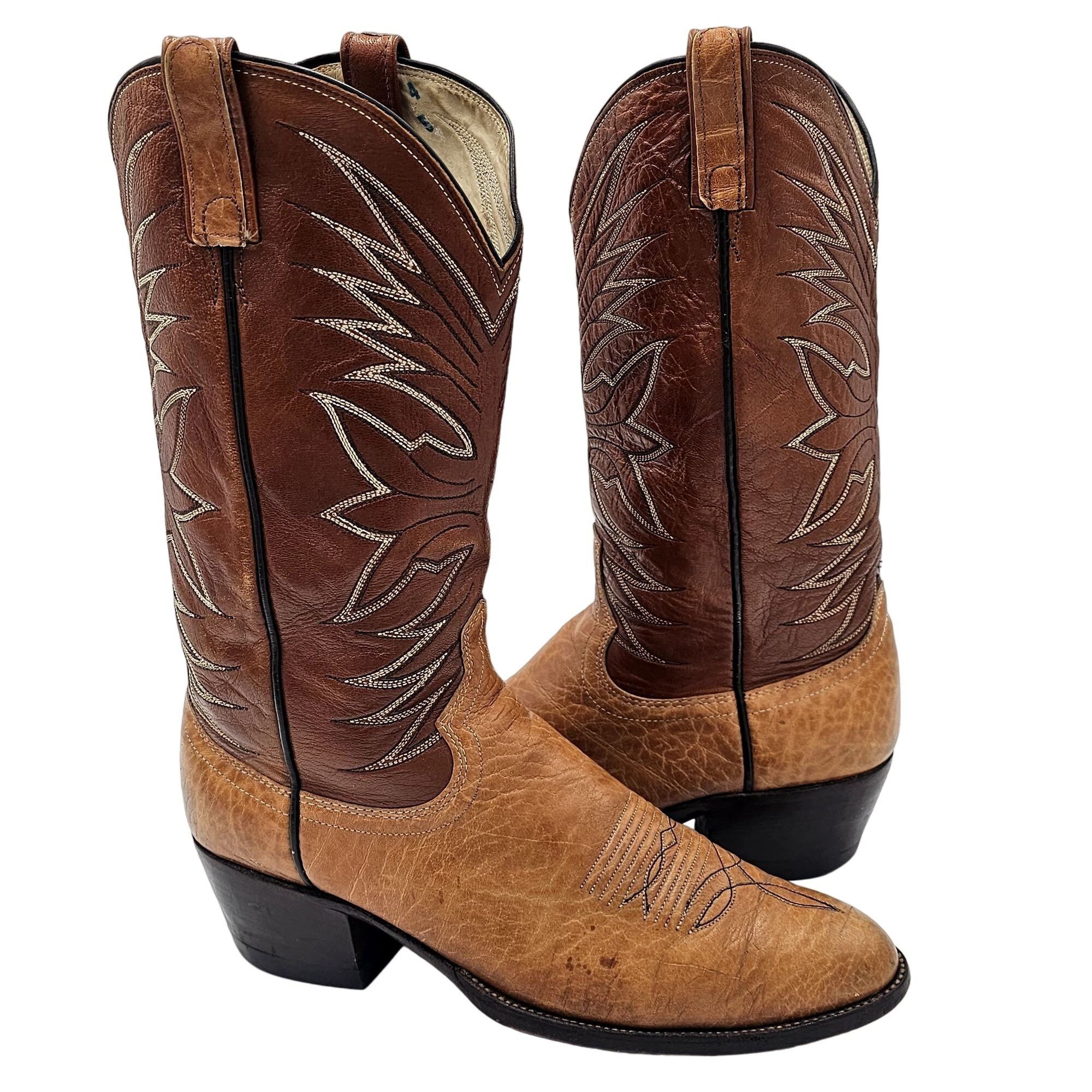 Dan Post Vintage Dan Post Exotic Print 6758 Mens 9.5D Brown Leather Size US 9.5 / EU 42-43 - 13 Thumbnail