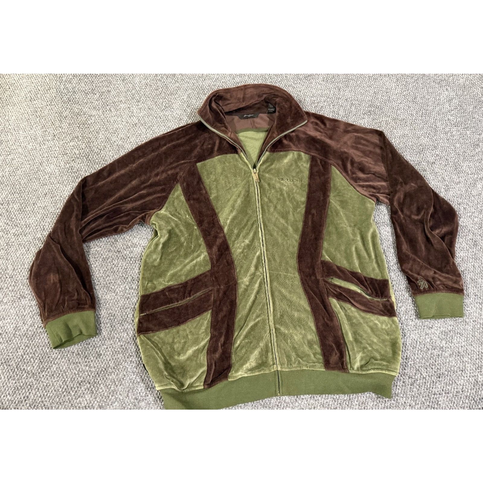 Sean John VINTAGE Sean John Velour Jacket Mens XL Green Full Zip Hip Hop Retro Basketball Long Sleeve Regular Coat/Jacket - Green Size US XL / EU 56 / 4 - 2 Thumbnail