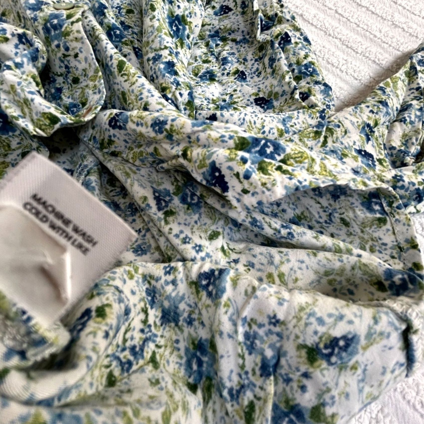 J. Jill J. Jill Womens Petite Floral Button-Up Shirt Blue & Green Long Sleeve Top Polo? Size M / US 6-8 / IT 42-44 - 5 Thumbnail