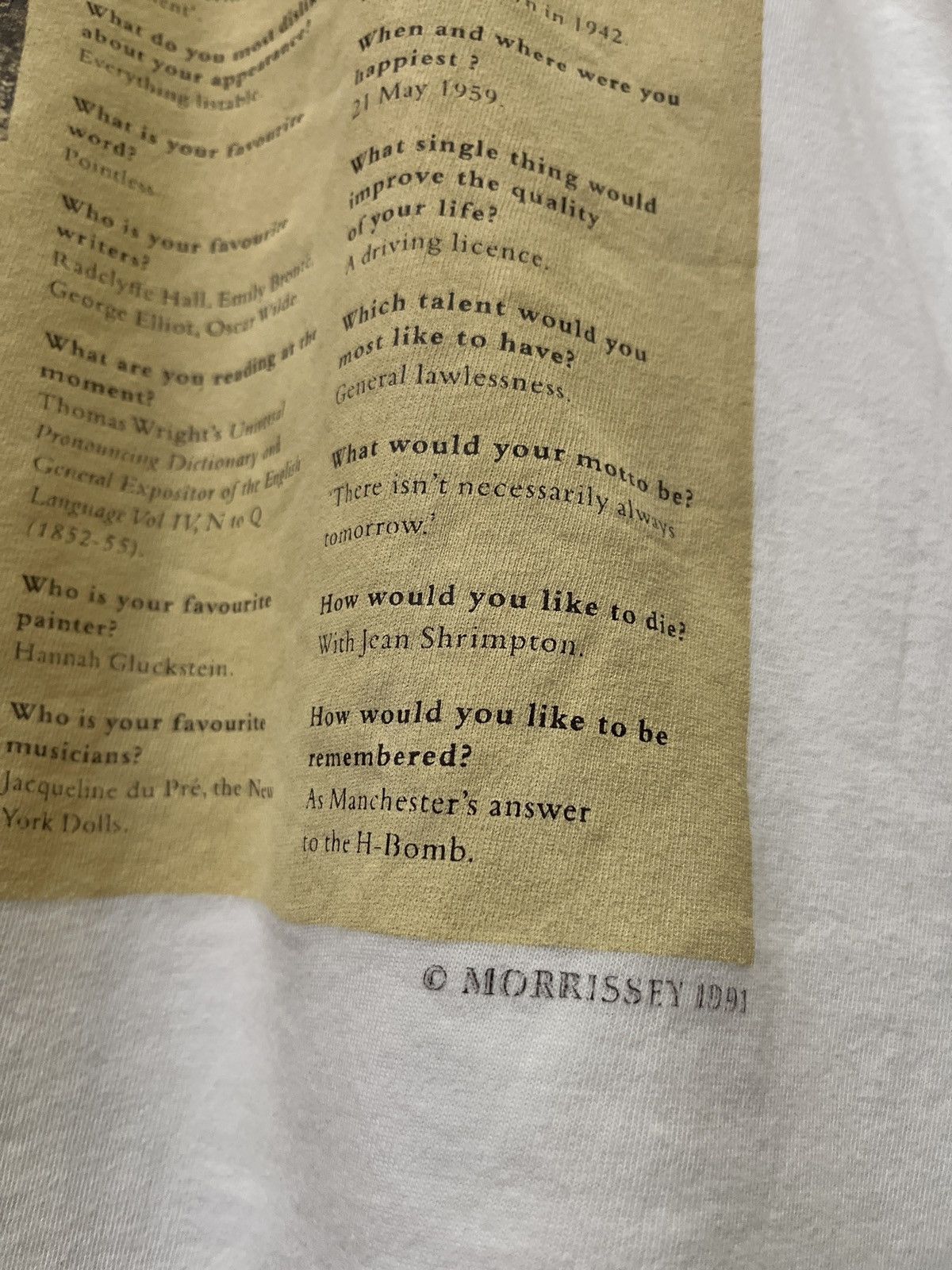 Band Tees × Vintage Vintage Morrissey autobiography Kill Uncle Tour T-Shirt 1991 Size US L / EU 52-54 / 3 - 3 Thumbnail