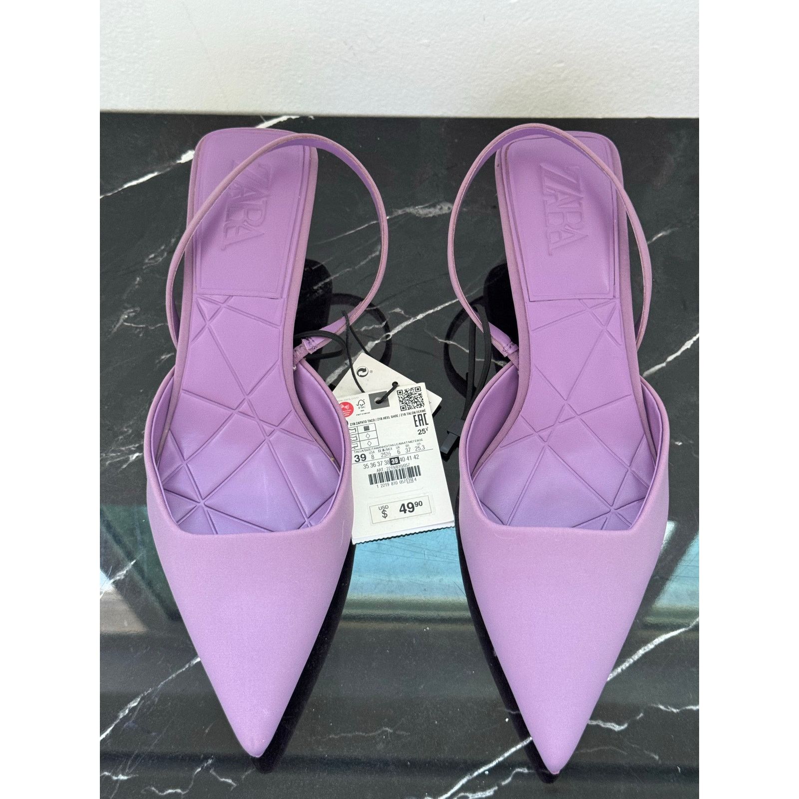Zara Zara Lavender Pointed Toe Slingback Kitten Heels Size US 9 / IT 39 - 1 Thumbnail