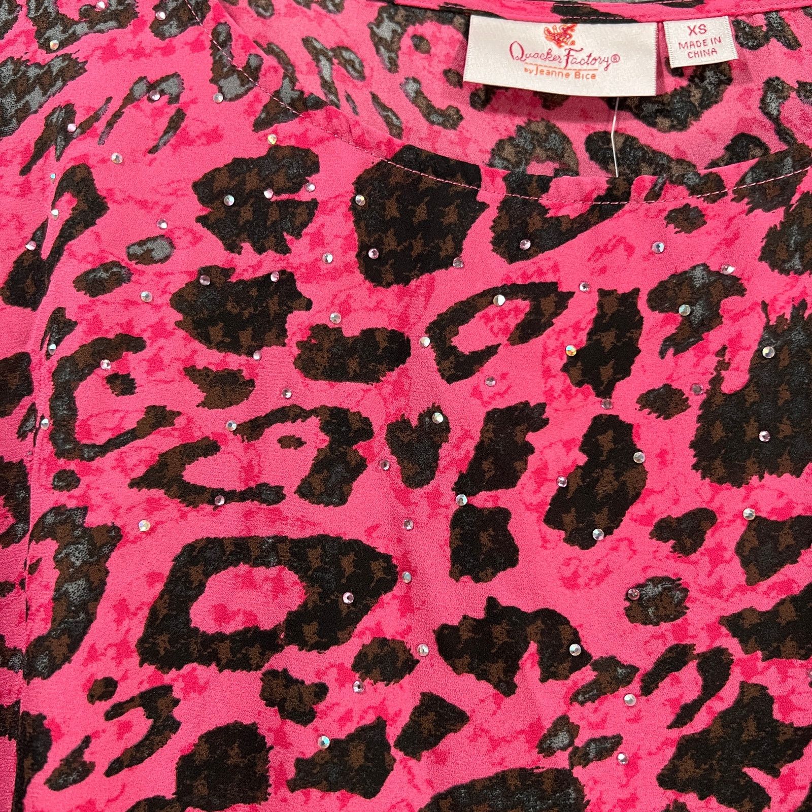 Other Quacker Factory Printed Caftan TOP Pink Animal, X-Small Size XS / US 0-2 / IT 36-38 - 5 Thumbnail