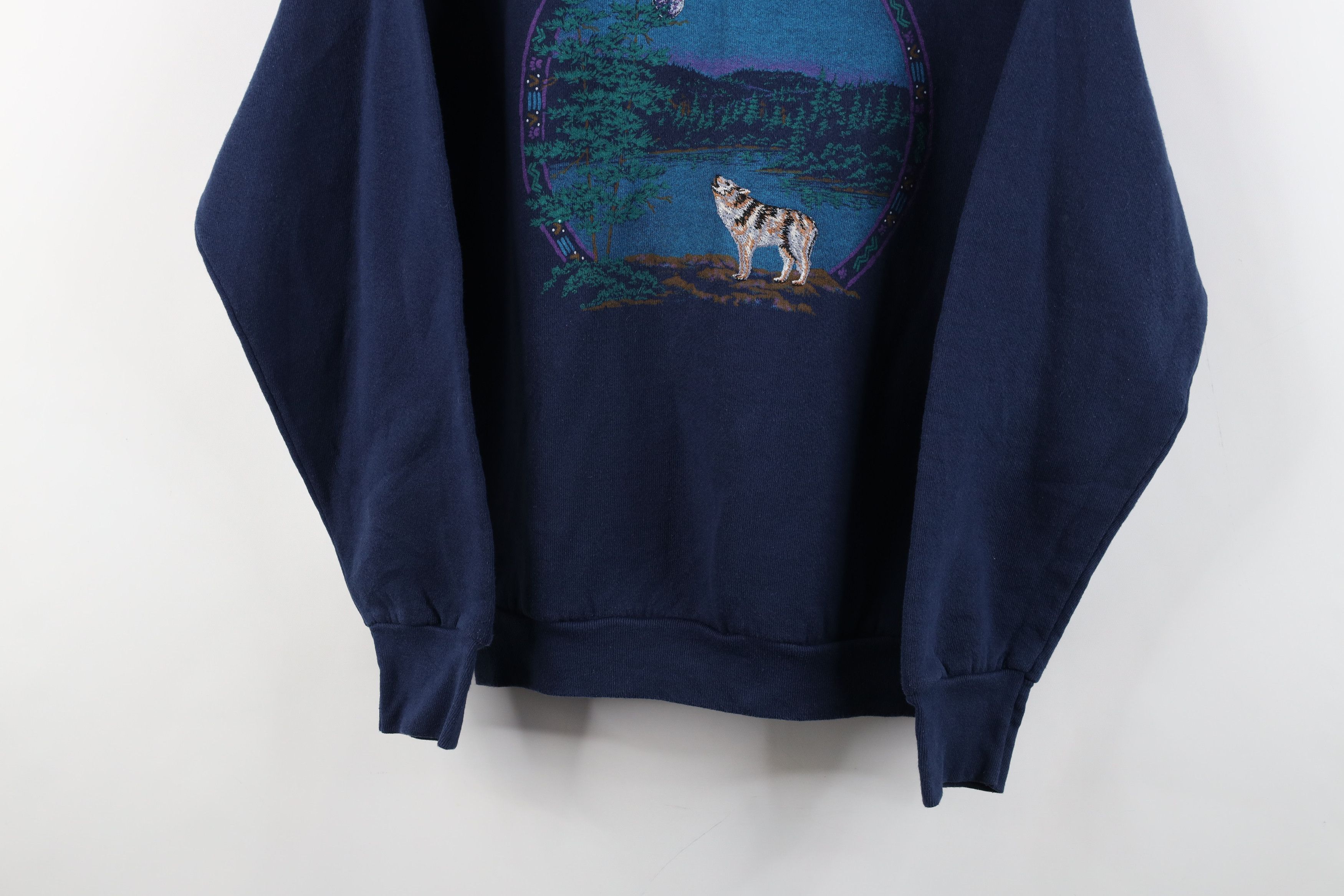 Vintage Vintage 90s Streetwear Nature Wolf Moon Sweatshirt Blue USA Size M / US 6-8 / IT 42-44 - 3 Thumbnail