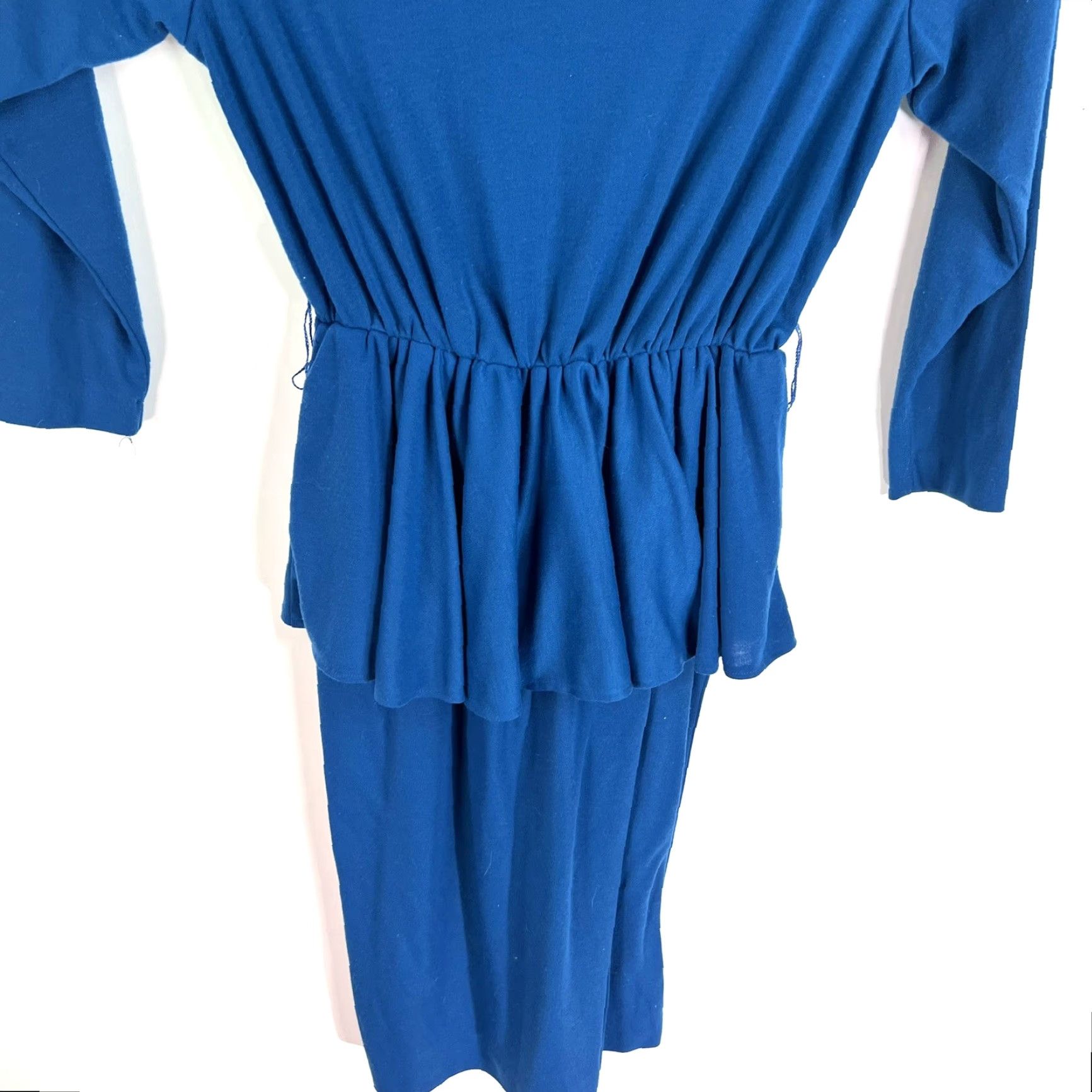Vintage VINTAGE Halmode Dress Women Size 16W Blue Pleated Peplum Drop Waist Knee-Length Womans Size XXL / US 16-18 / IT 52-54 - 3 Thumbnail