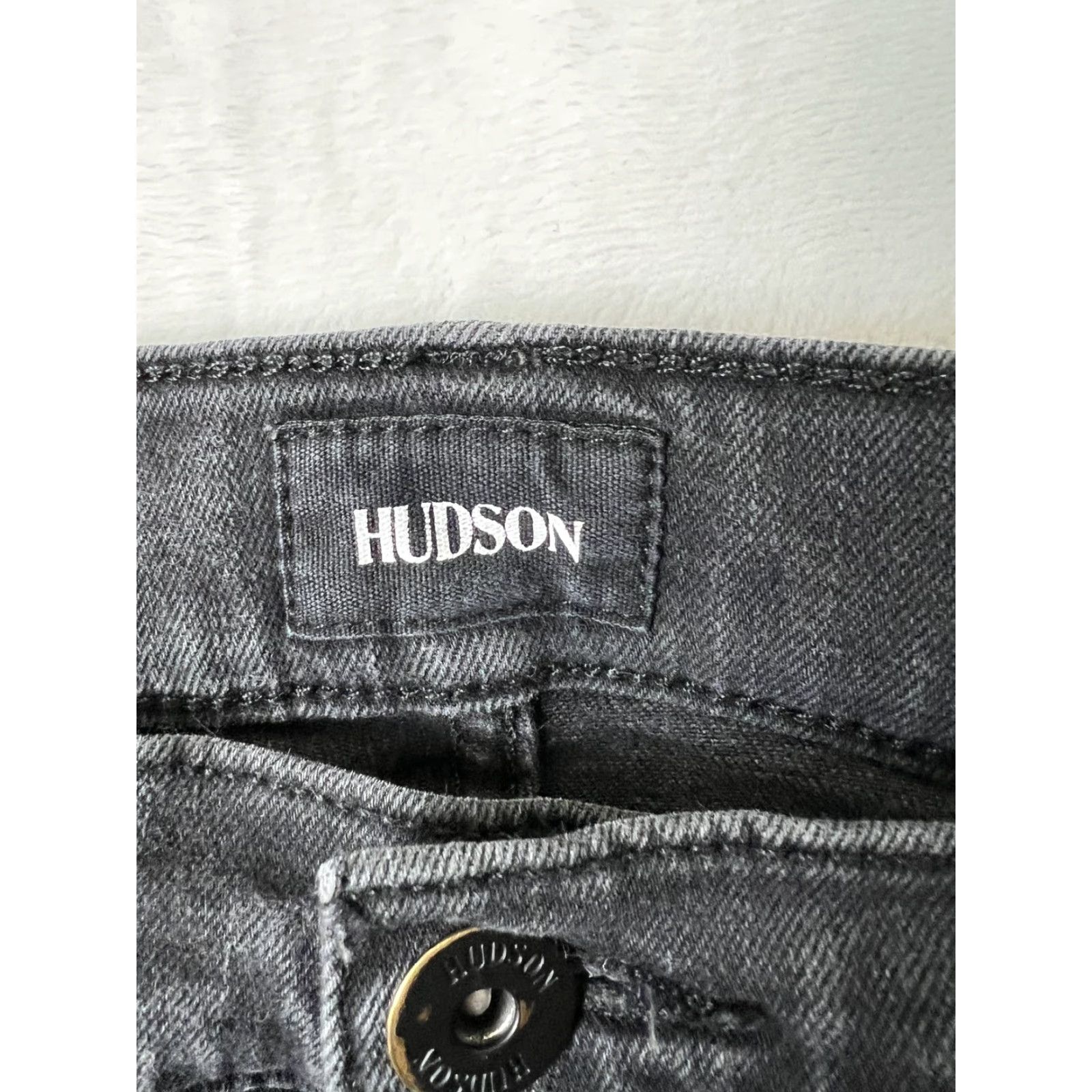 Hudson HUDSON Ethan Biker Skinny Jeans Mens 34x34 Gray Moto Stretch Denim Charcoal Wash Logged logo Rivets Size US 34 / EU 50 - 6 Thumbnail