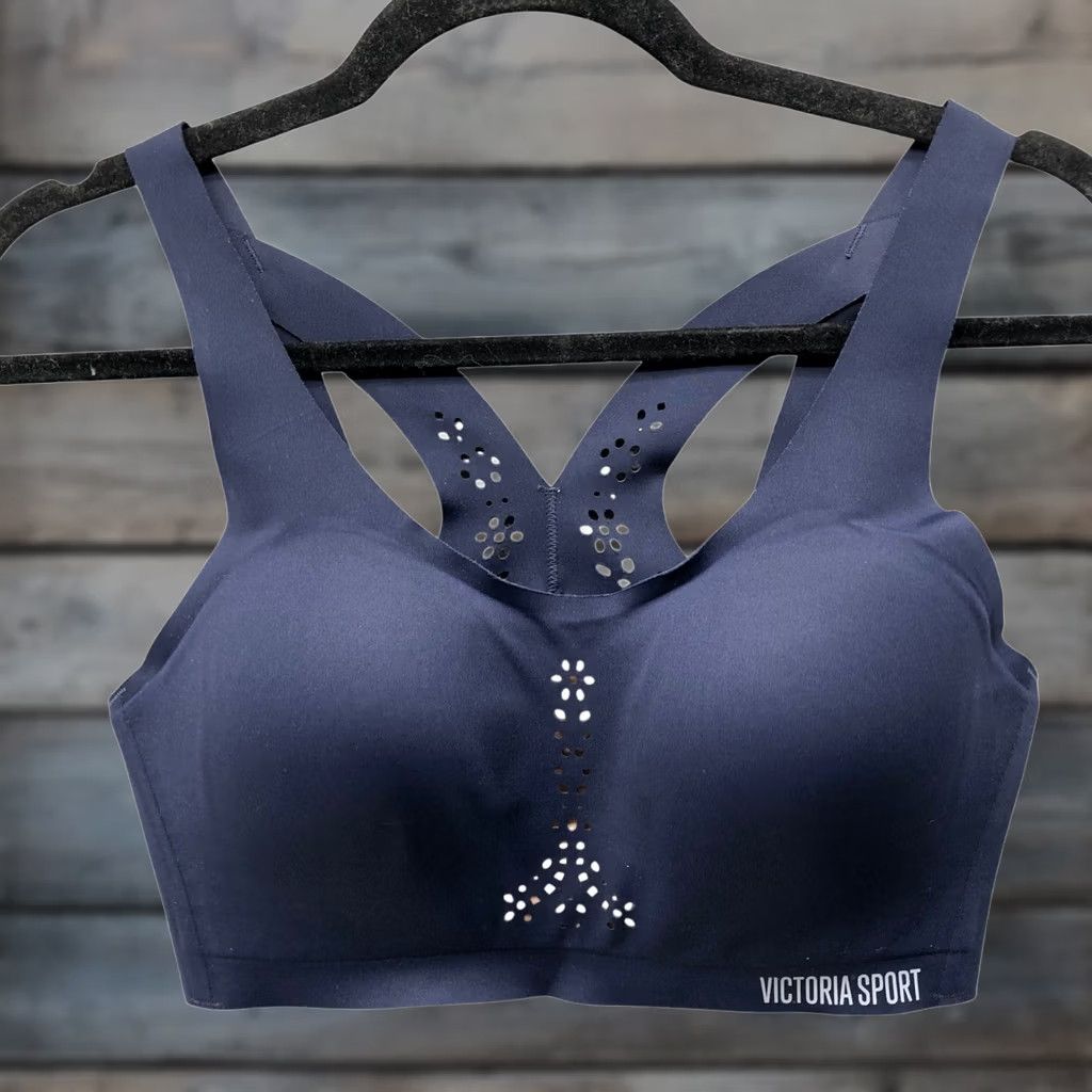 Vintage Victoria Sport Angel Max Sports Bra Womens 32D Navy Padded Back Closure Size ONE SIZE - 1 Thumbnail