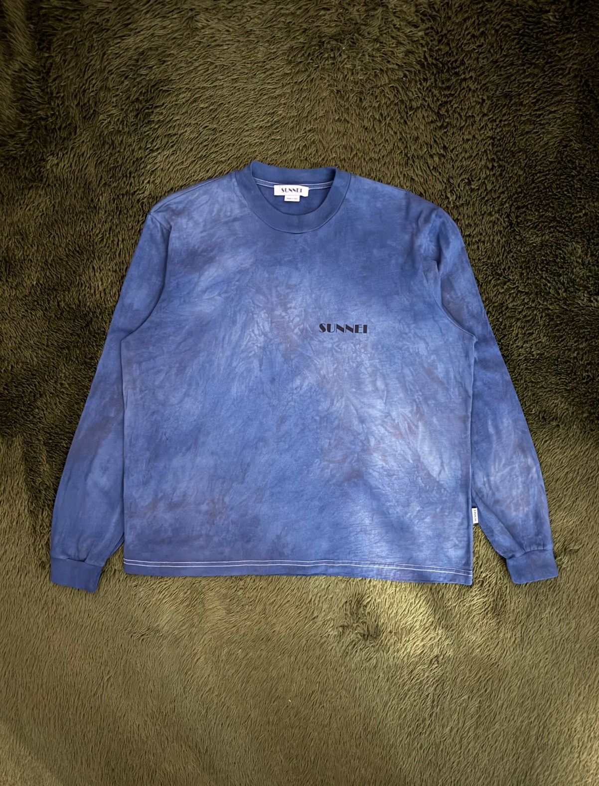 Sunnei [M] SUNNEI Hand-Dyed Logo Print Long Sleeve — Indigo Size US M / EU 48-50 / 2 - 1 Thumbnail