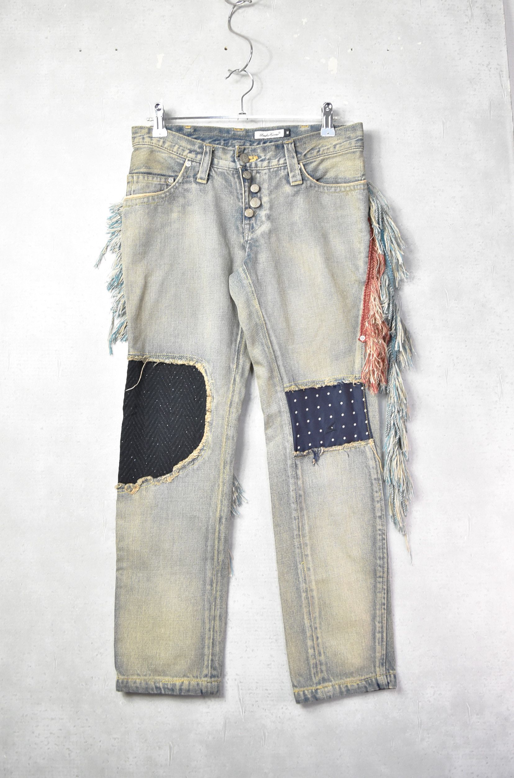 Infinite Archives × Undercover 04AW But Beautiful damaged fringe denim pants/28387-812 400 Size US 28 / EU 44 - 2 Thumbnail