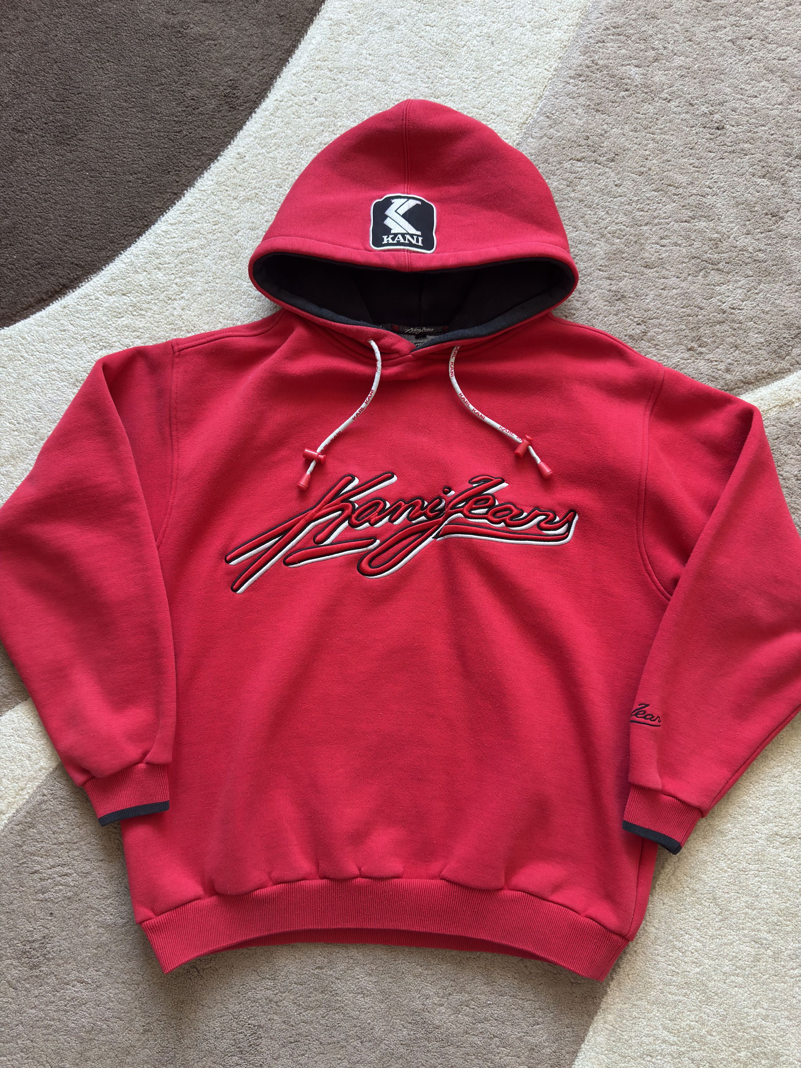 Karl Kani Vintage Hoodie Karl Kani Jeans Hip Hop Rap Boxy Red Spellout Size US M / EU 48-50 / 2 - 1 Thumbnail